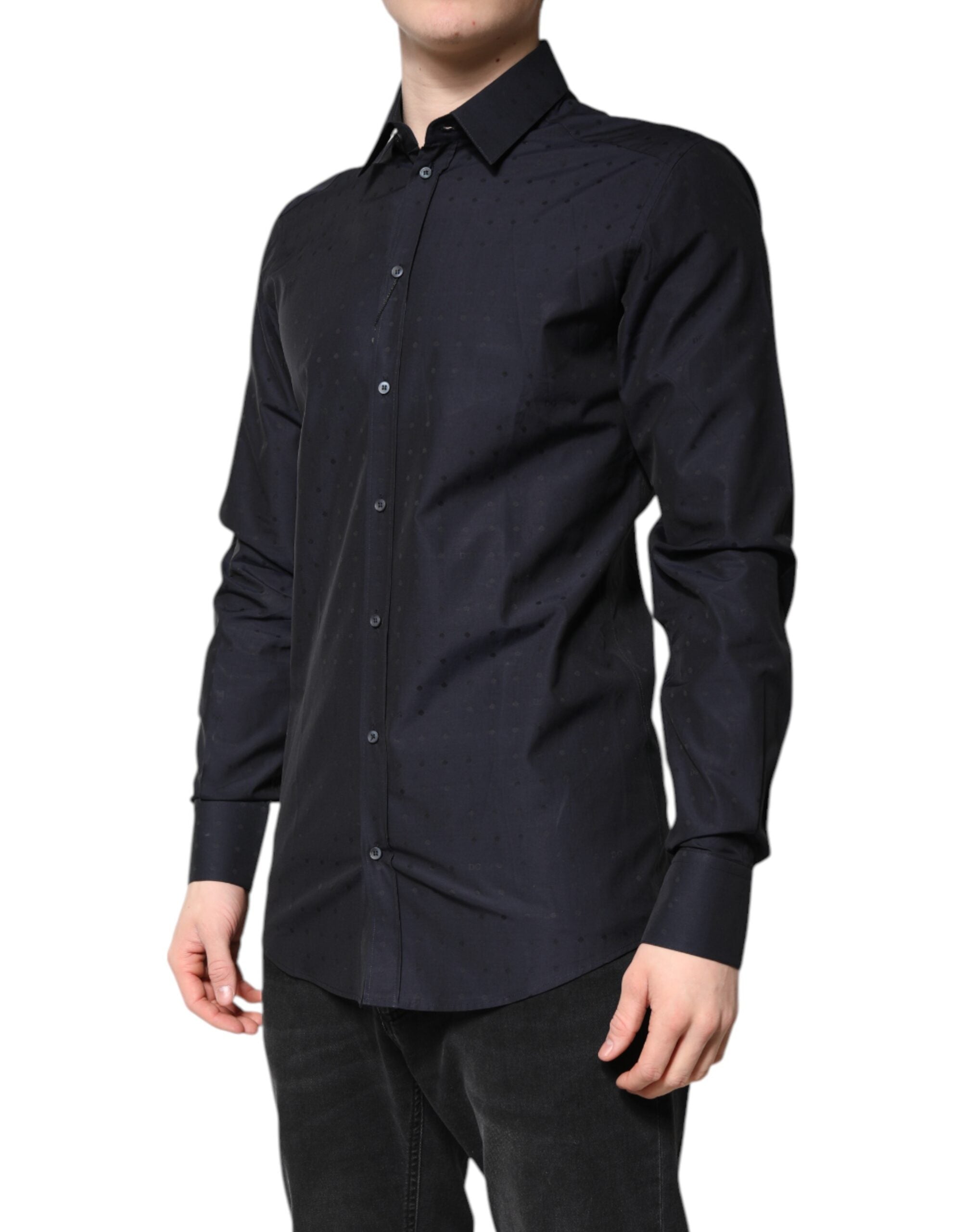 Black Cotton GOLD Men Dress Formal Shirt - ventzia