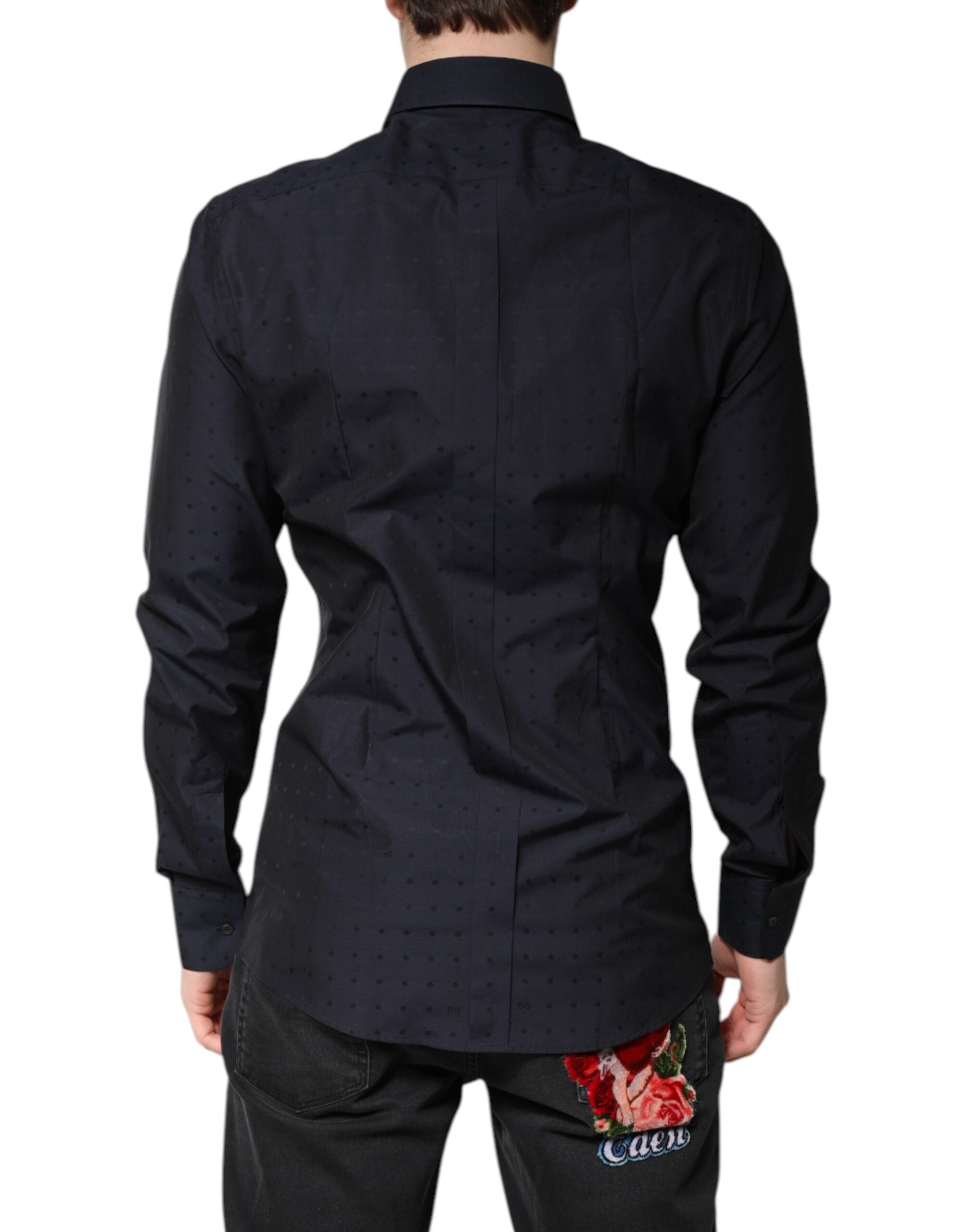 Black Cotton GOLD Men Dress Formal Shirt - ventzia
