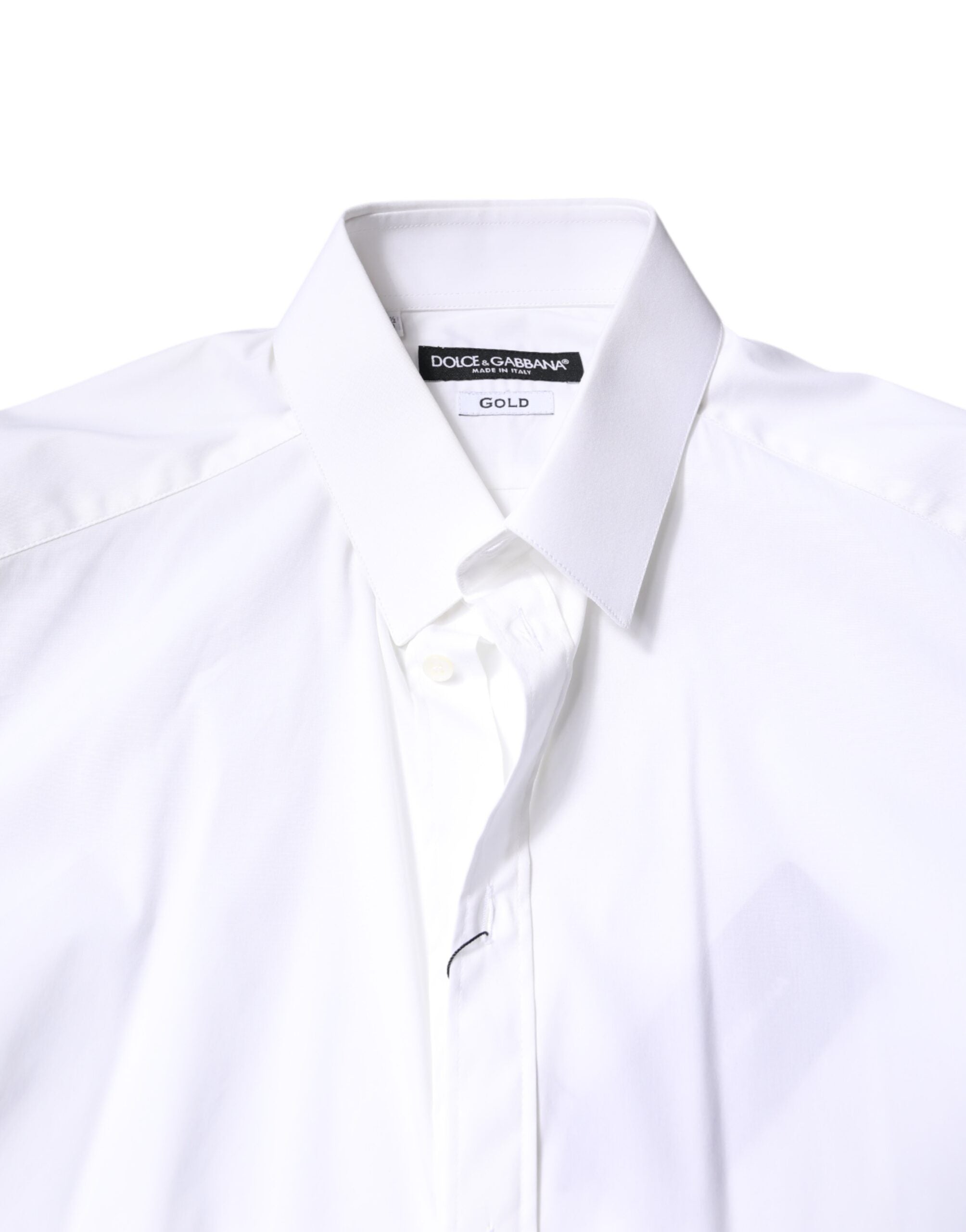 White Cotton GOLD Dress Formal Collared Shirt - ventzia