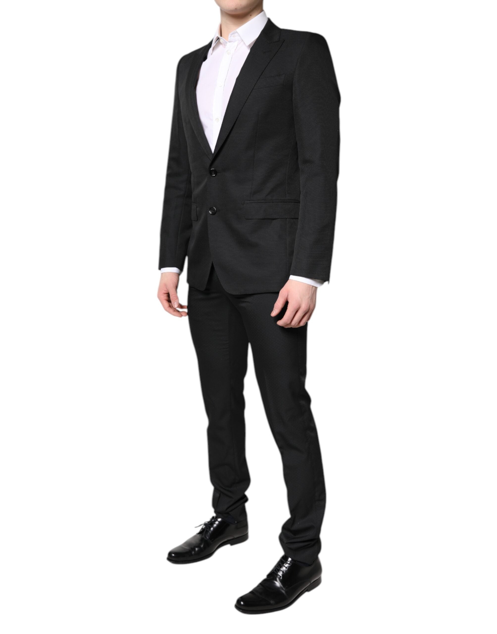 Black Single Breasted Formal 2 Piece Suit - ventzia