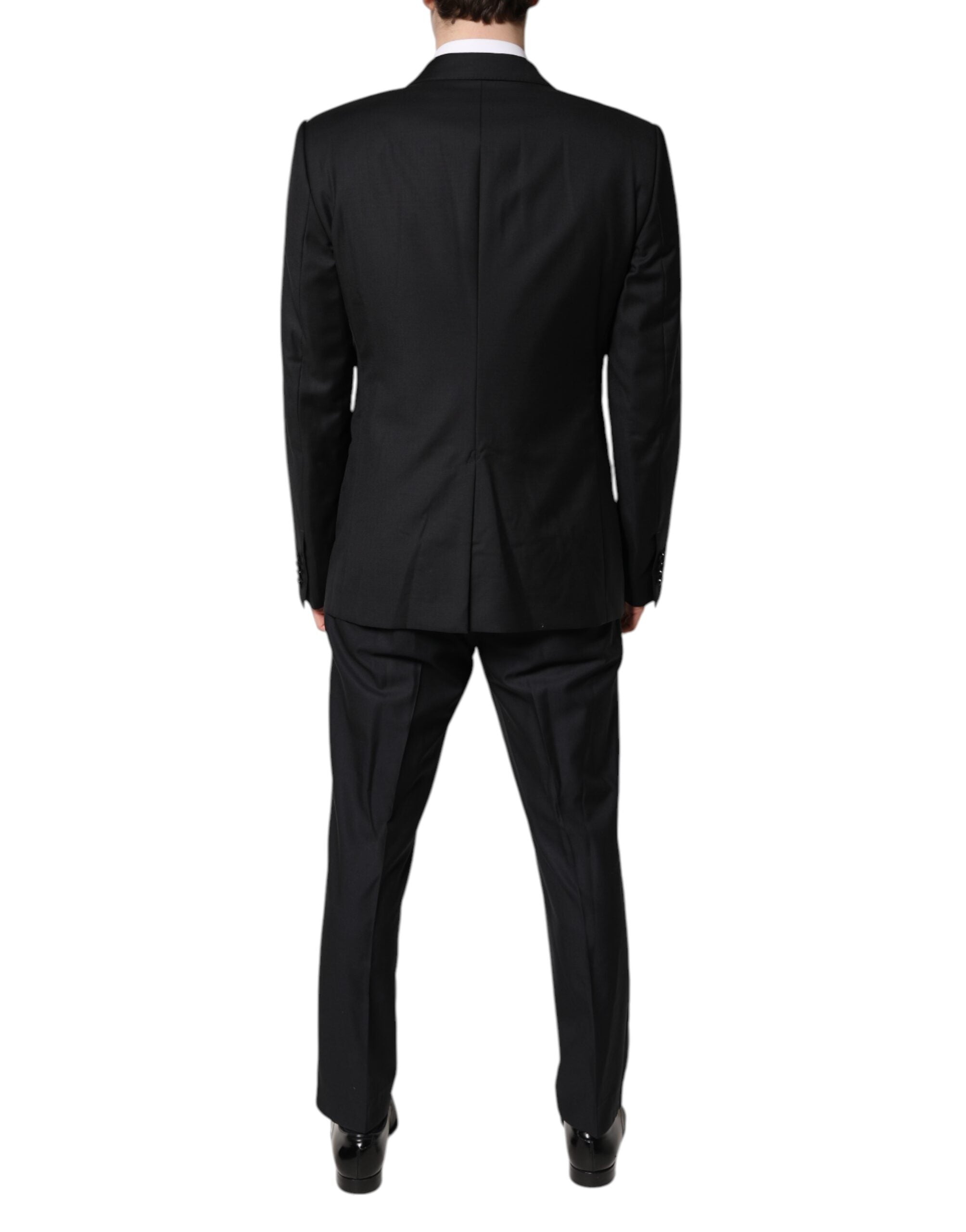 Black Double Breasted Formal 3 Piece Suit - ventzia