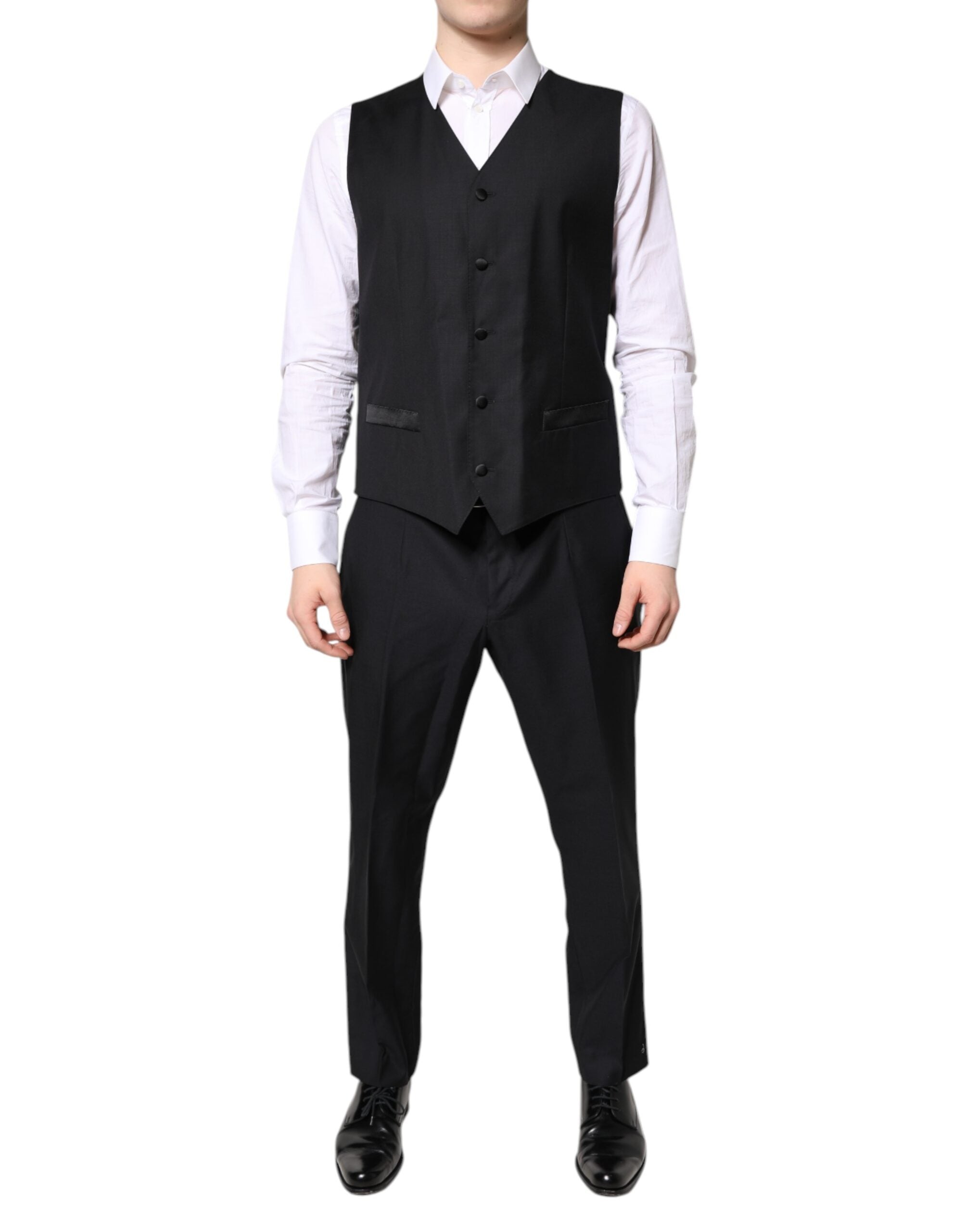 Black Double Breasted Formal 3 Piece Suit - ventzia