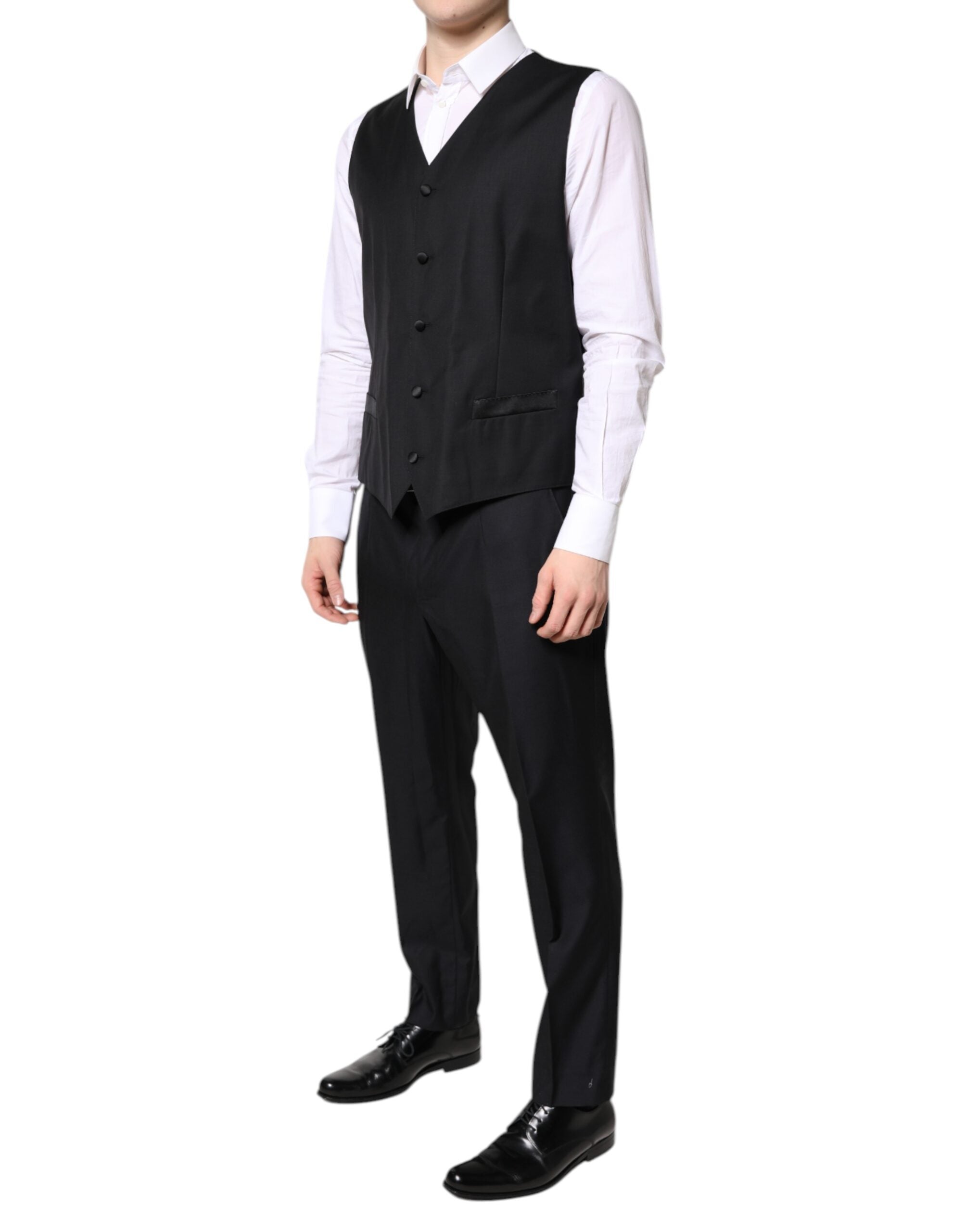 Black Double Breasted Formal 3 Piece Suit - ventzia