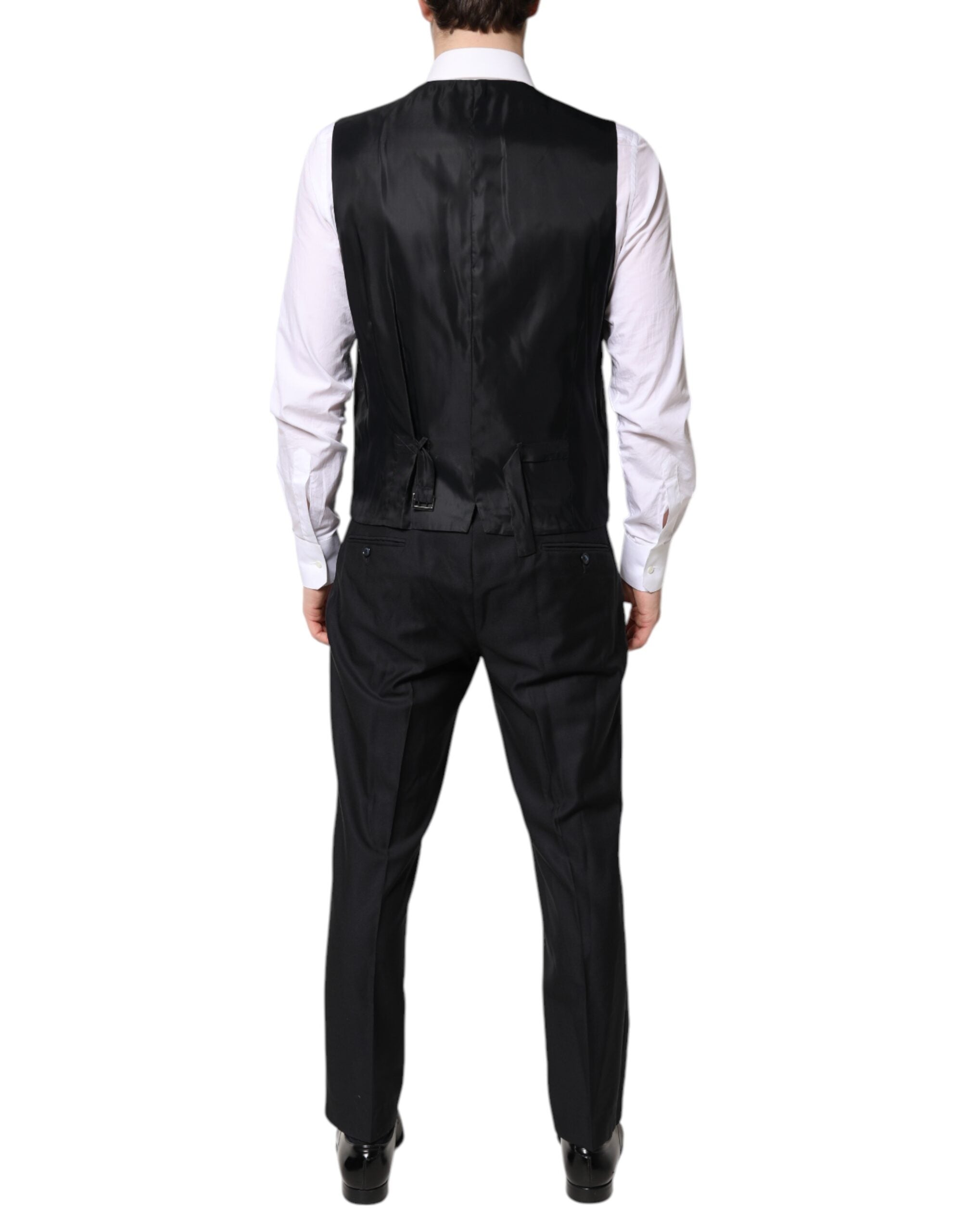 Black Double Breasted Formal 3 Piece Suit - ventzia