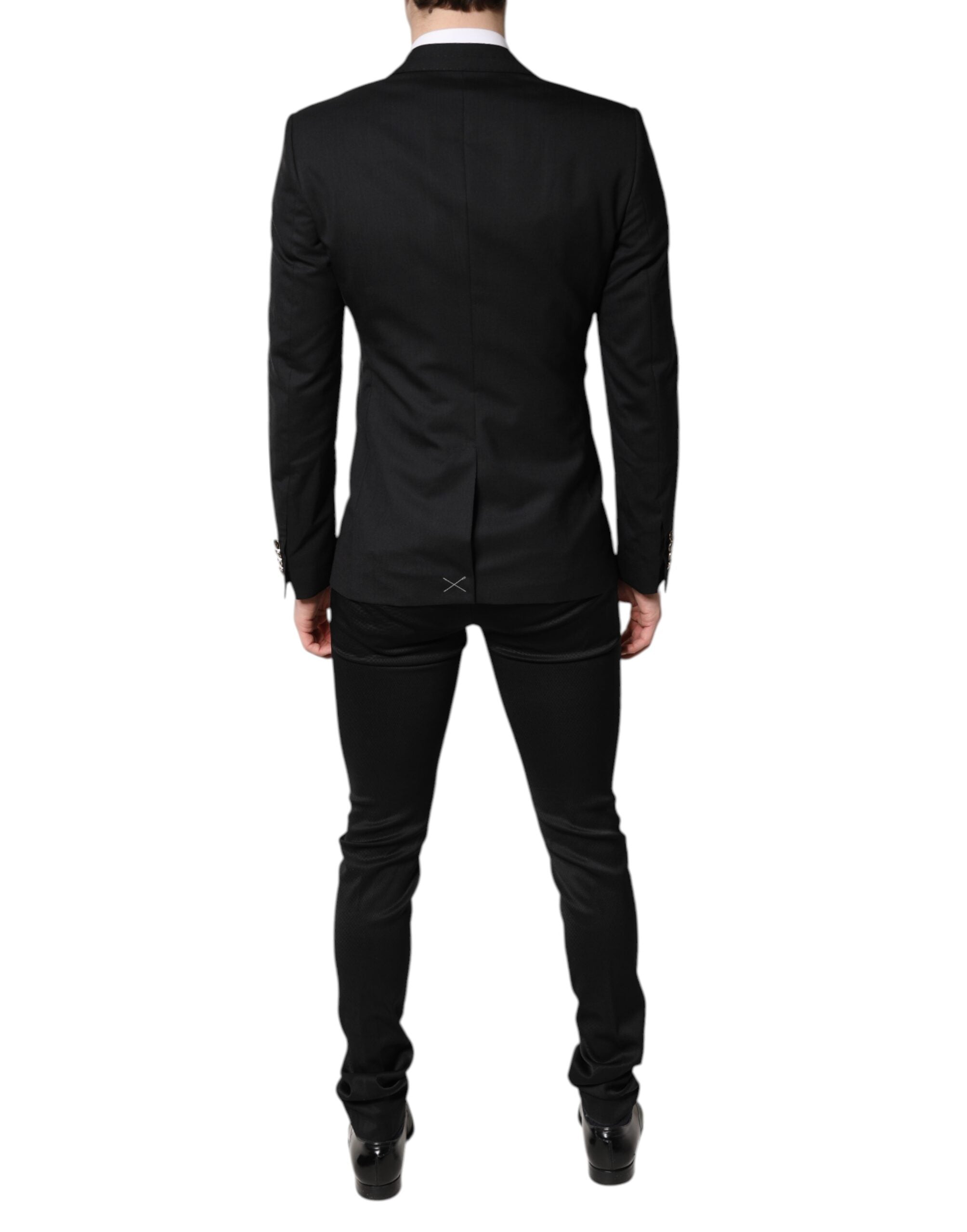 Black Single Breasted Formal Blazer with Vest - ventzia