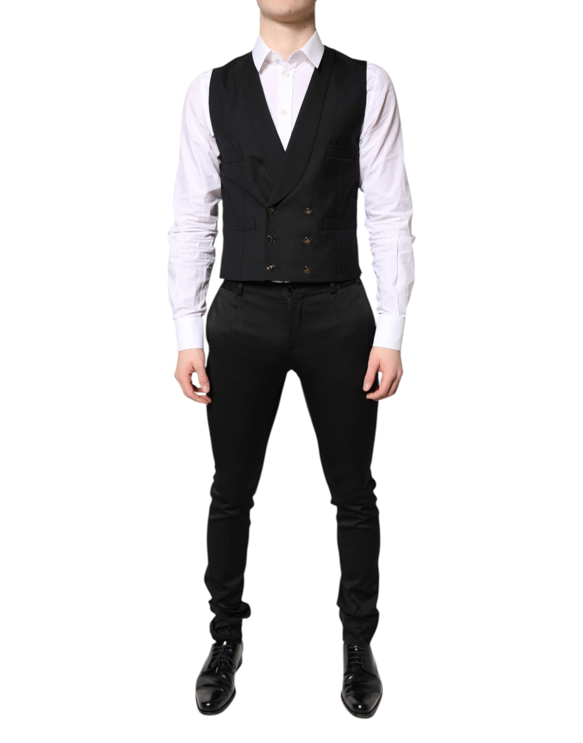 Black Single Breasted Formal Blazer with Vest - ventzia