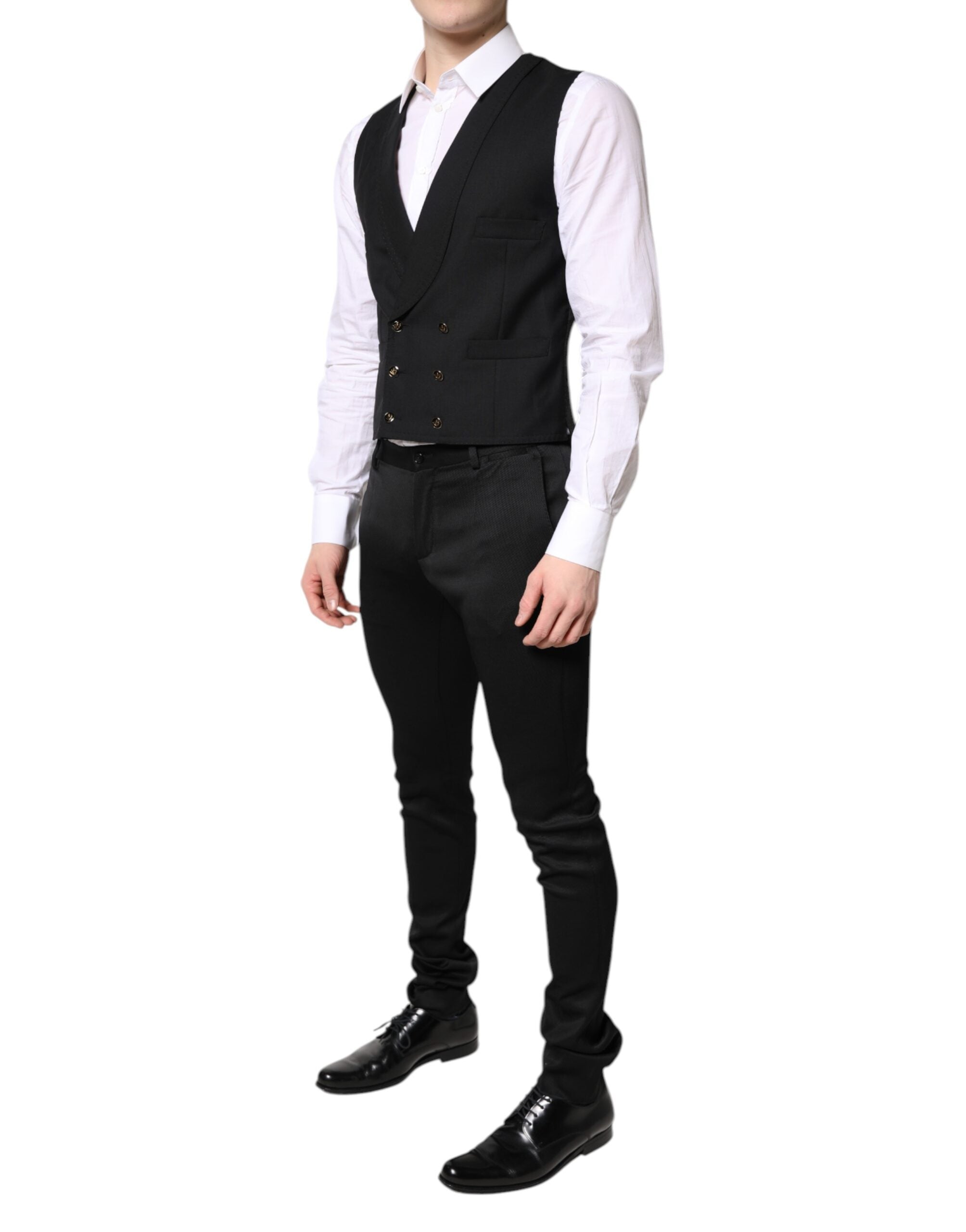 Black Single Breasted Formal Blazer with Vest - ventzia