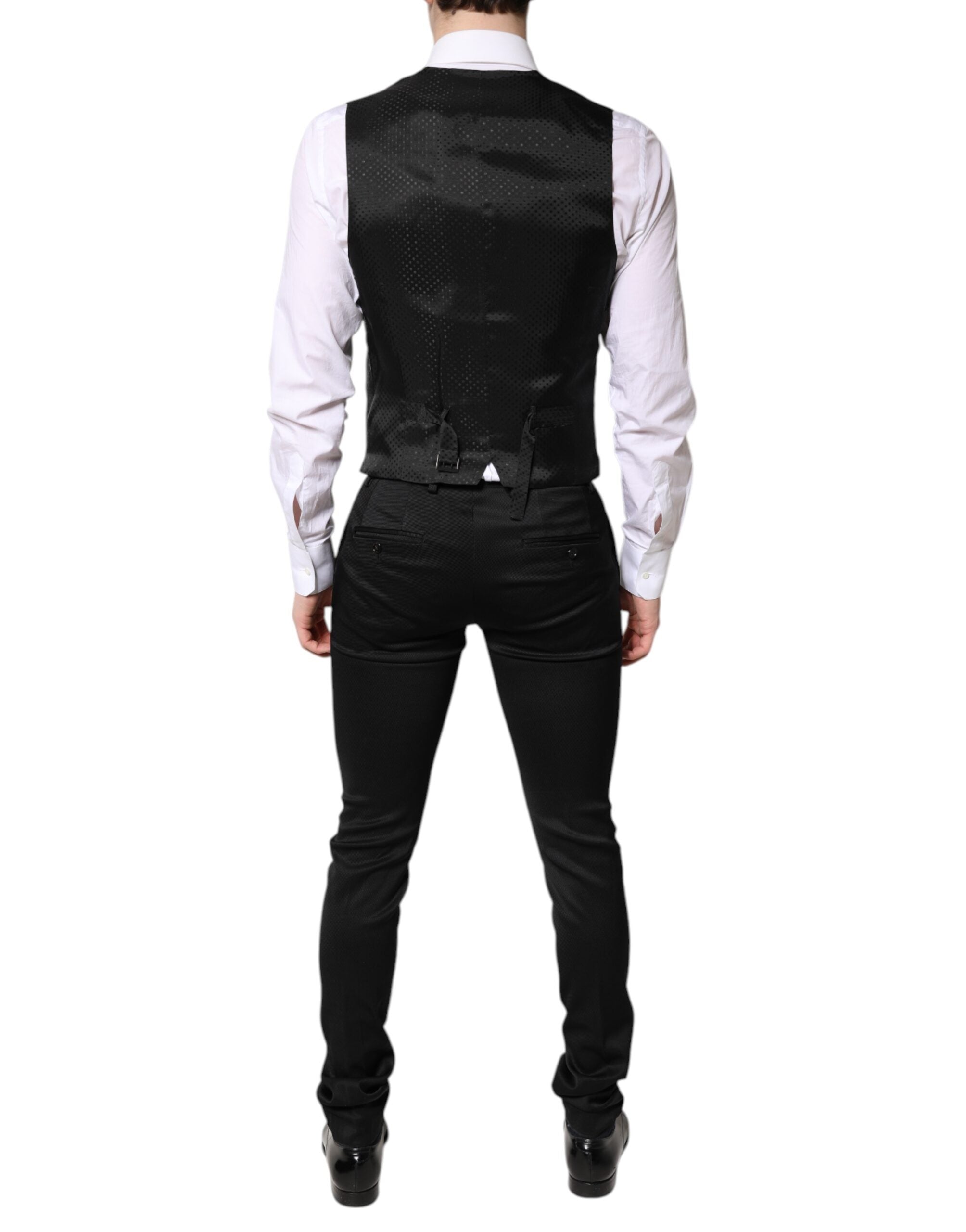 Black Single Breasted Formal Blazer with Vest - ventzia