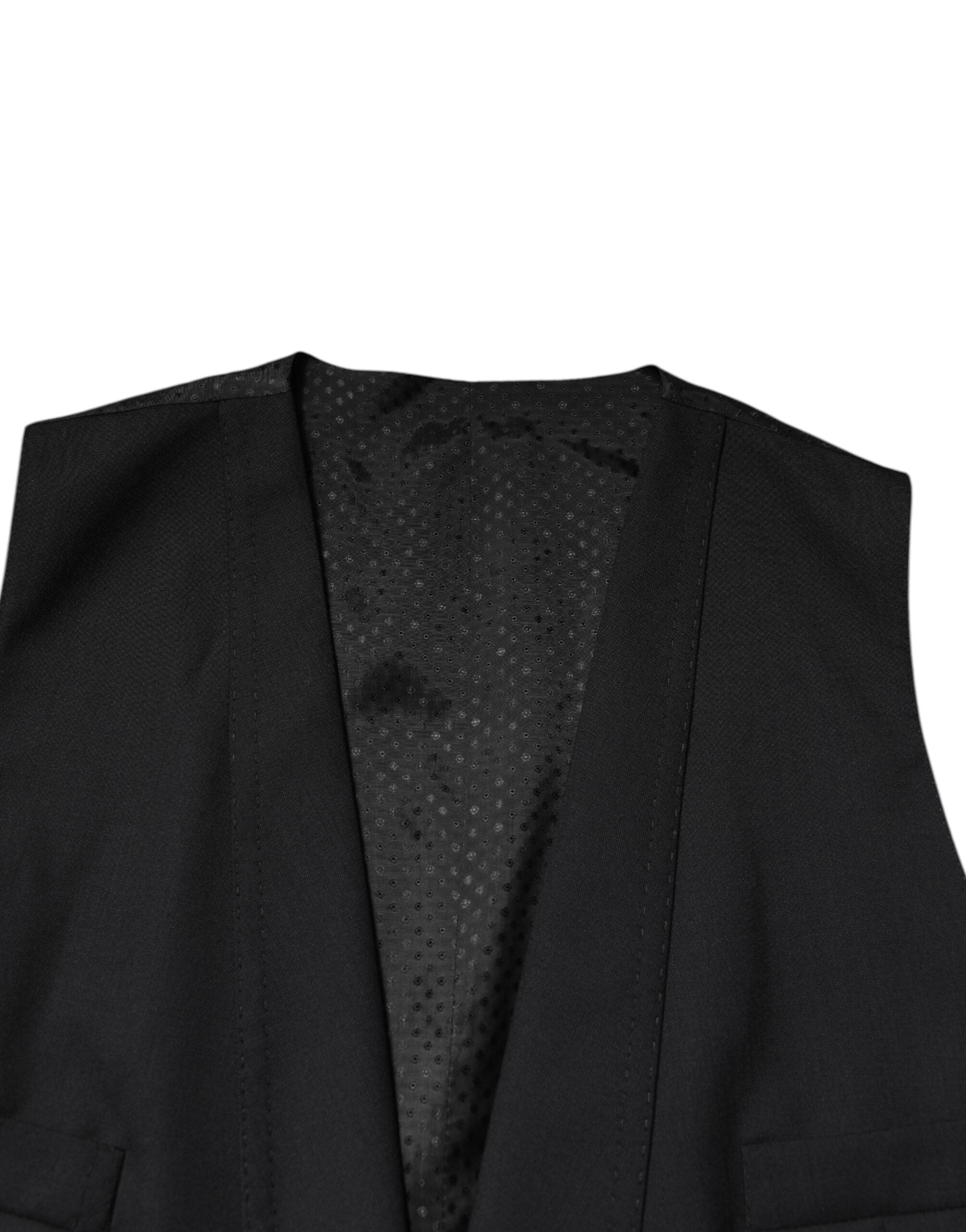 Black Single Breasted Formal Blazer with Vest - ventzia