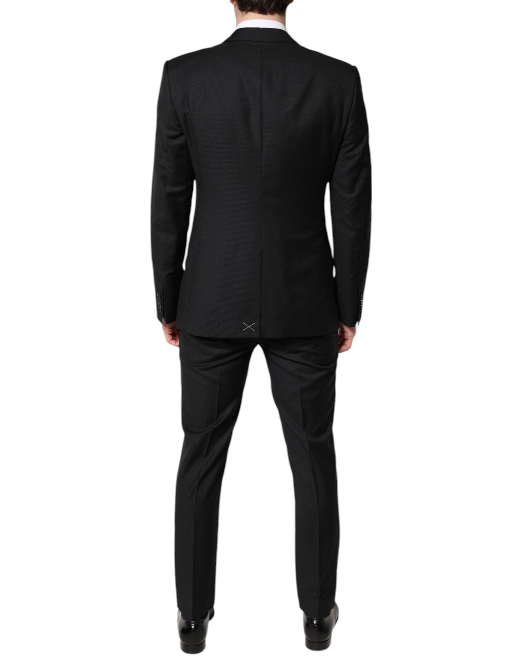 Black Wool Single Breasted 2 Piece Suit - ventzia