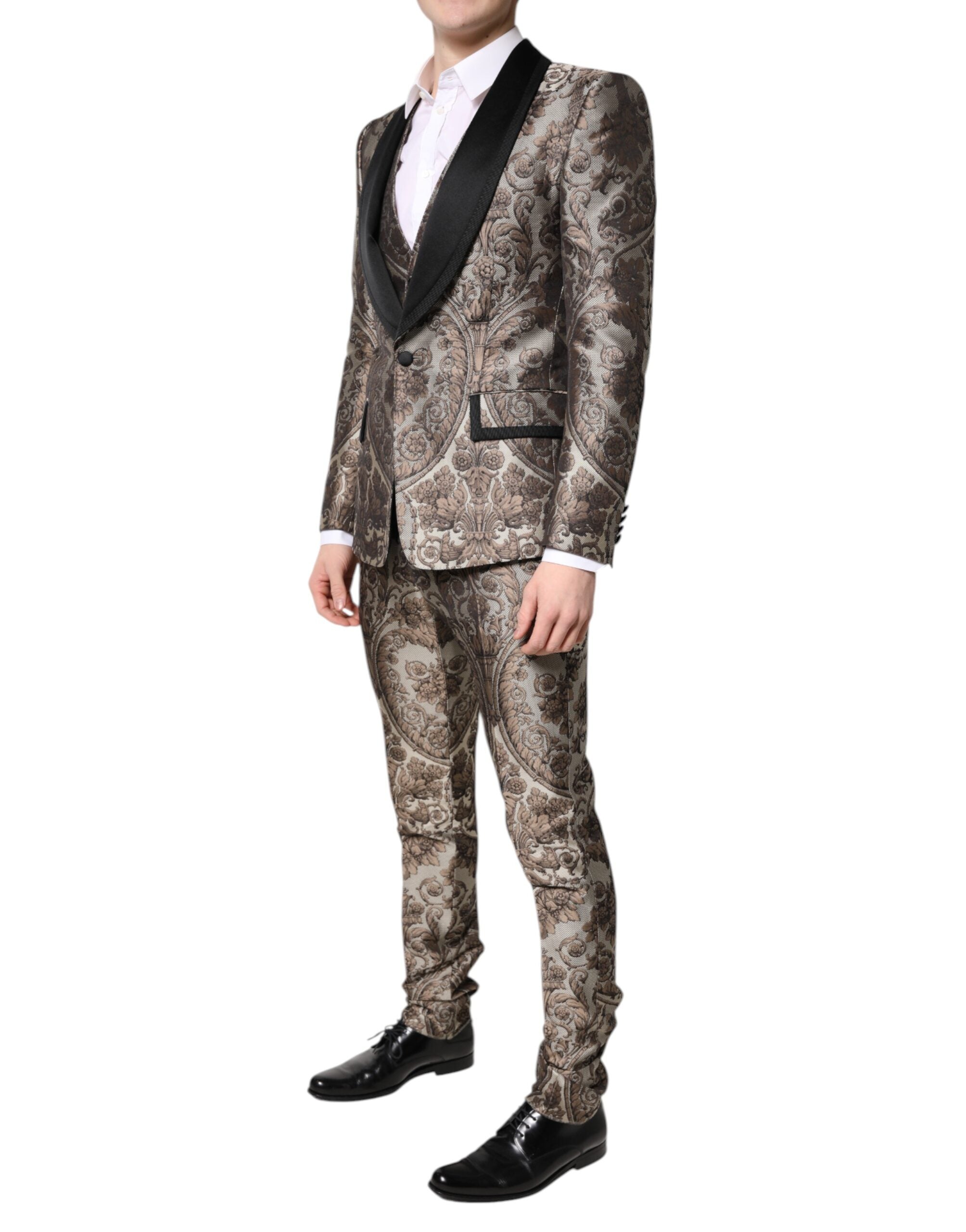 Multicolor Jacquard Single Breasted 3 Piece Suit - ventzia