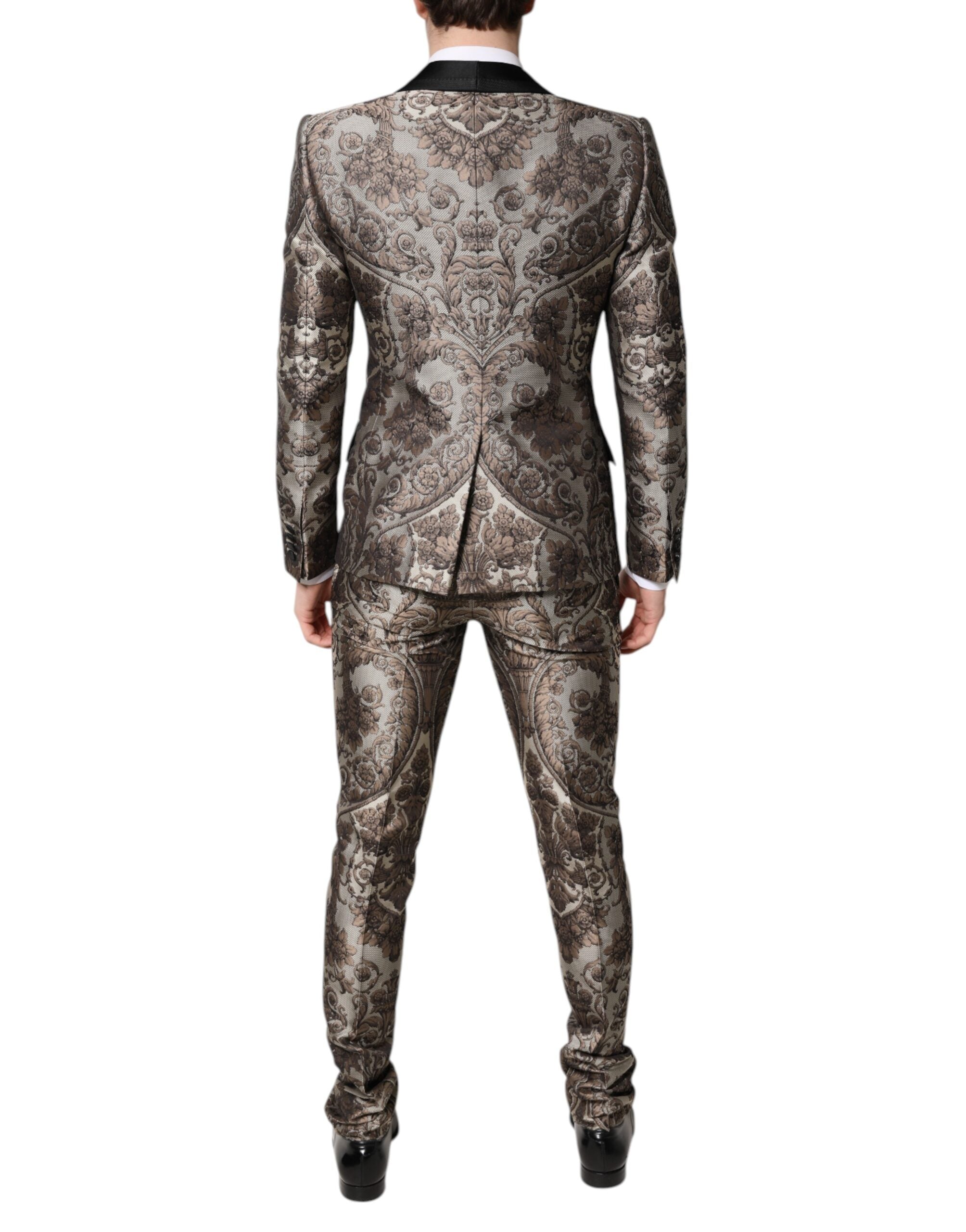 Multicolor Jacquard Single Breasted 3 Piece Suit - ventzia