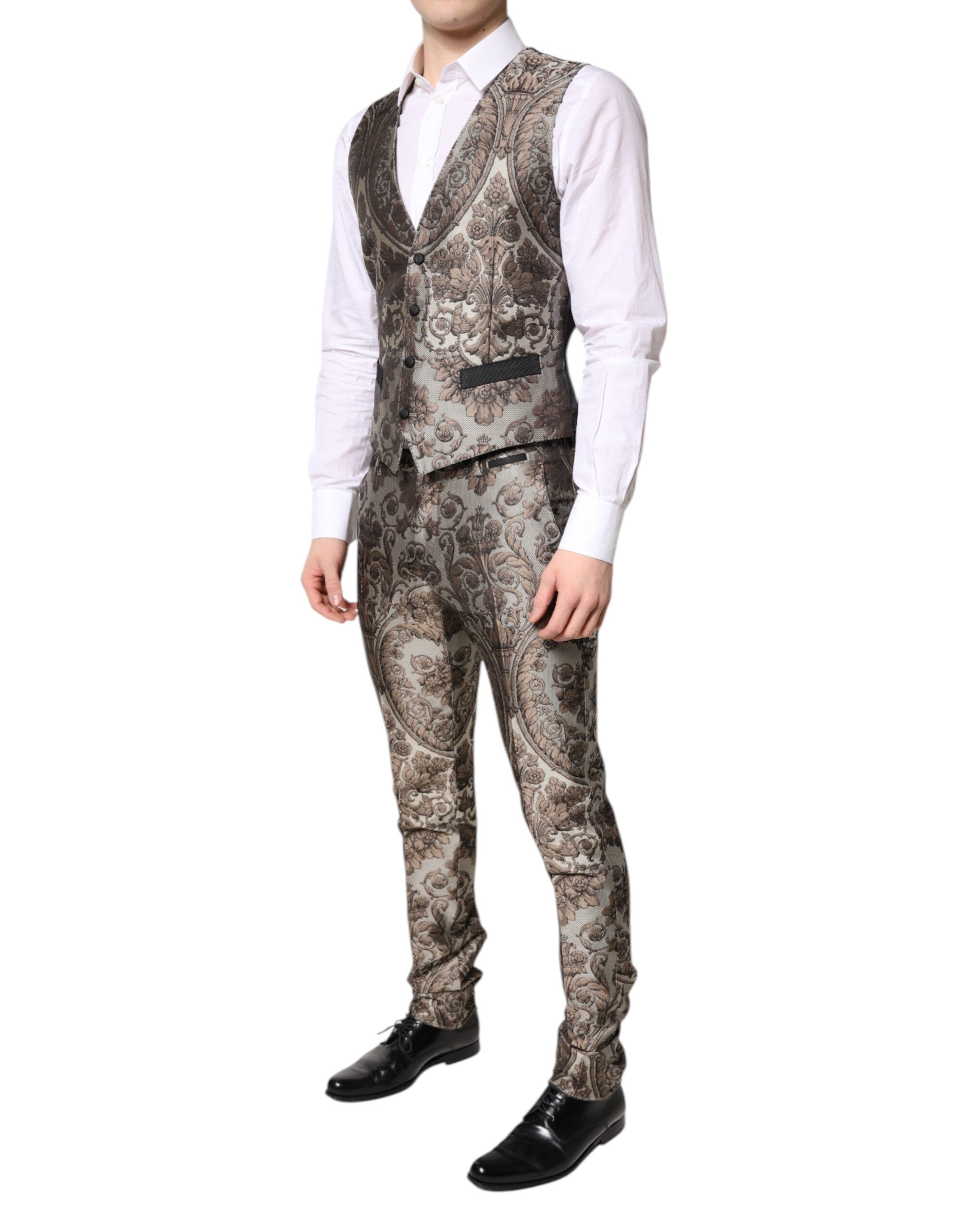 Multicolor Jacquard Single Breasted 3 Piece Suit - ventzia