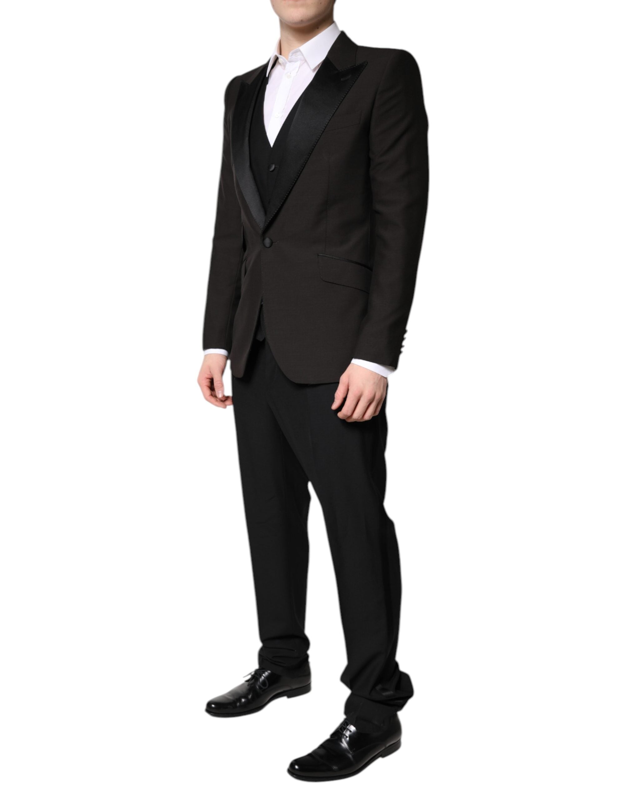 Black Single Breasted Formal 3 Piece Suit - ventzia