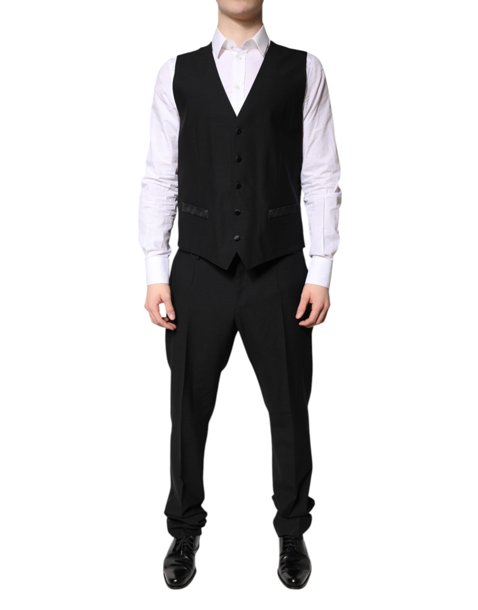 Black Single Breasted Formal 3 Piece Suit - ventzia