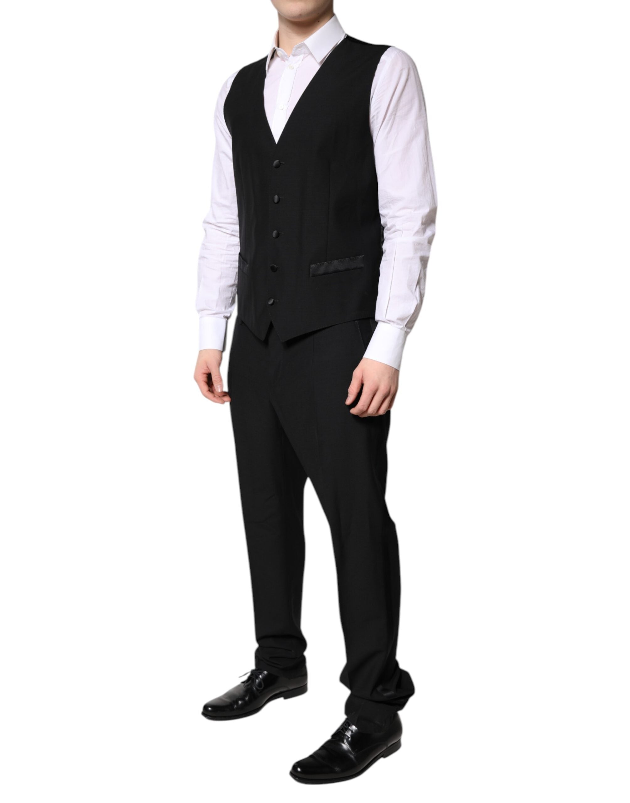 Black Single Breasted Formal 3 Piece Suit - ventzia