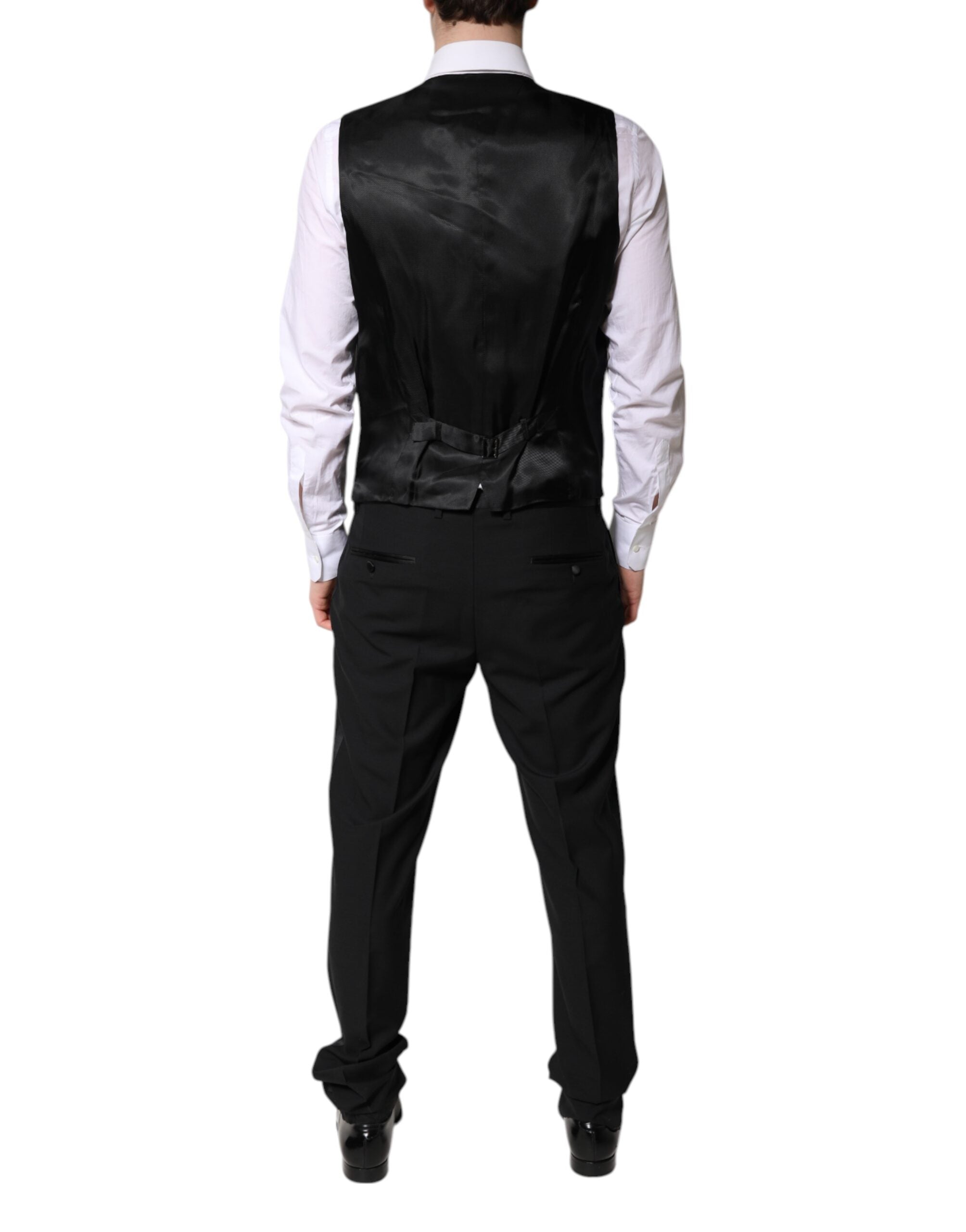 Black Single Breasted Formal 3 Piece Suit - ventzia