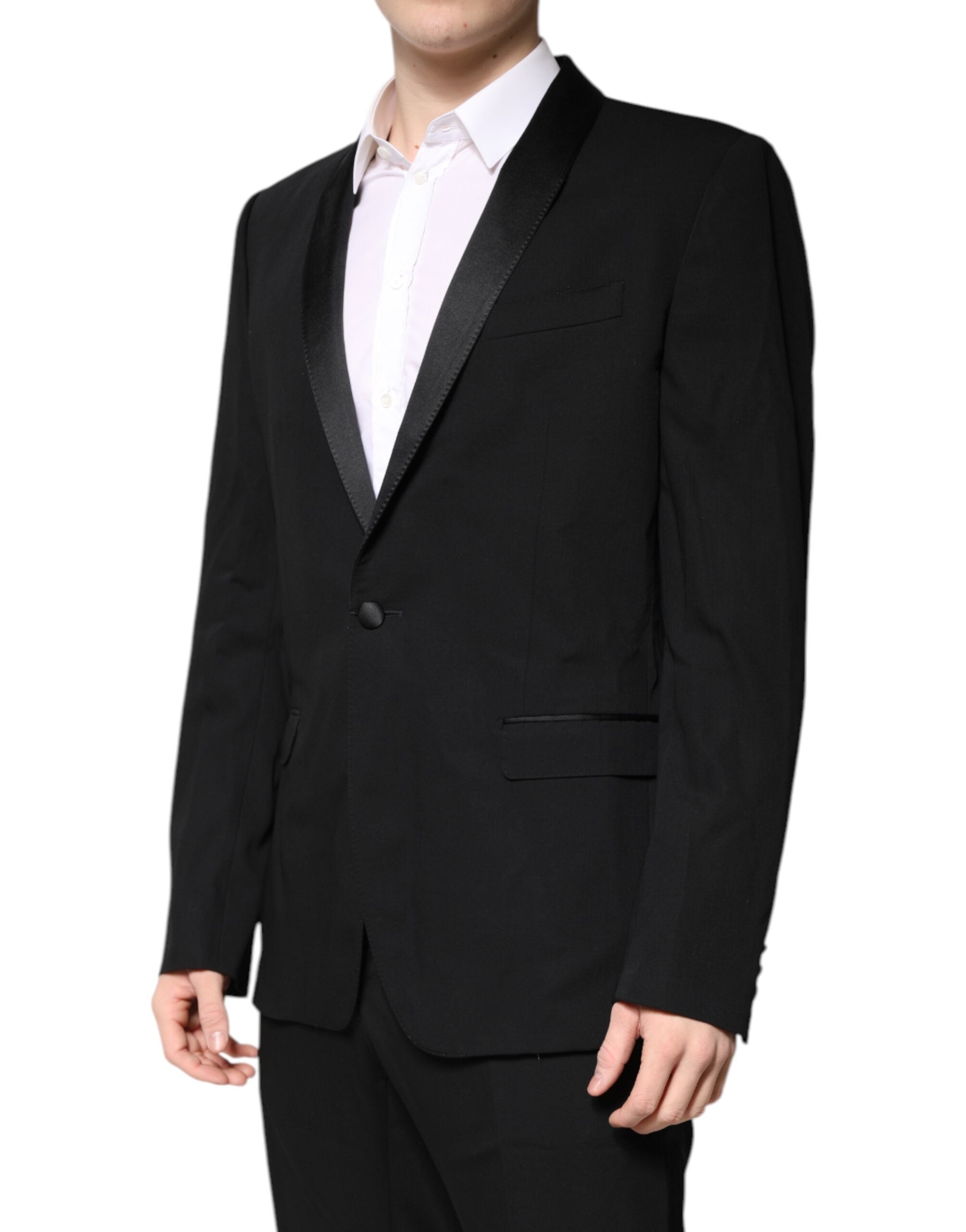 Black Wool Single Breasted 2 Piece Suit - ventzia