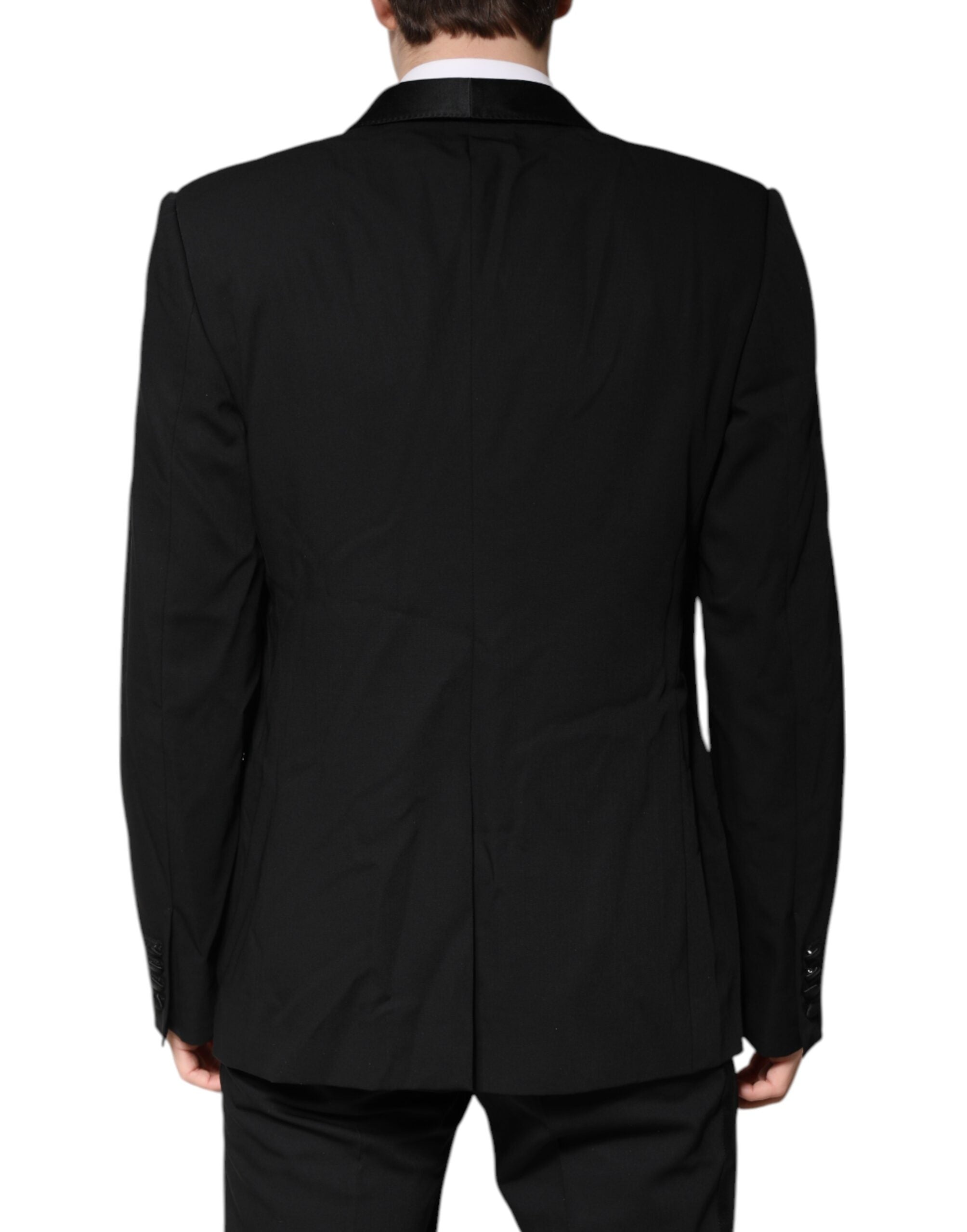 Black Wool Single Breasted 2 Piece Suit - ventzia