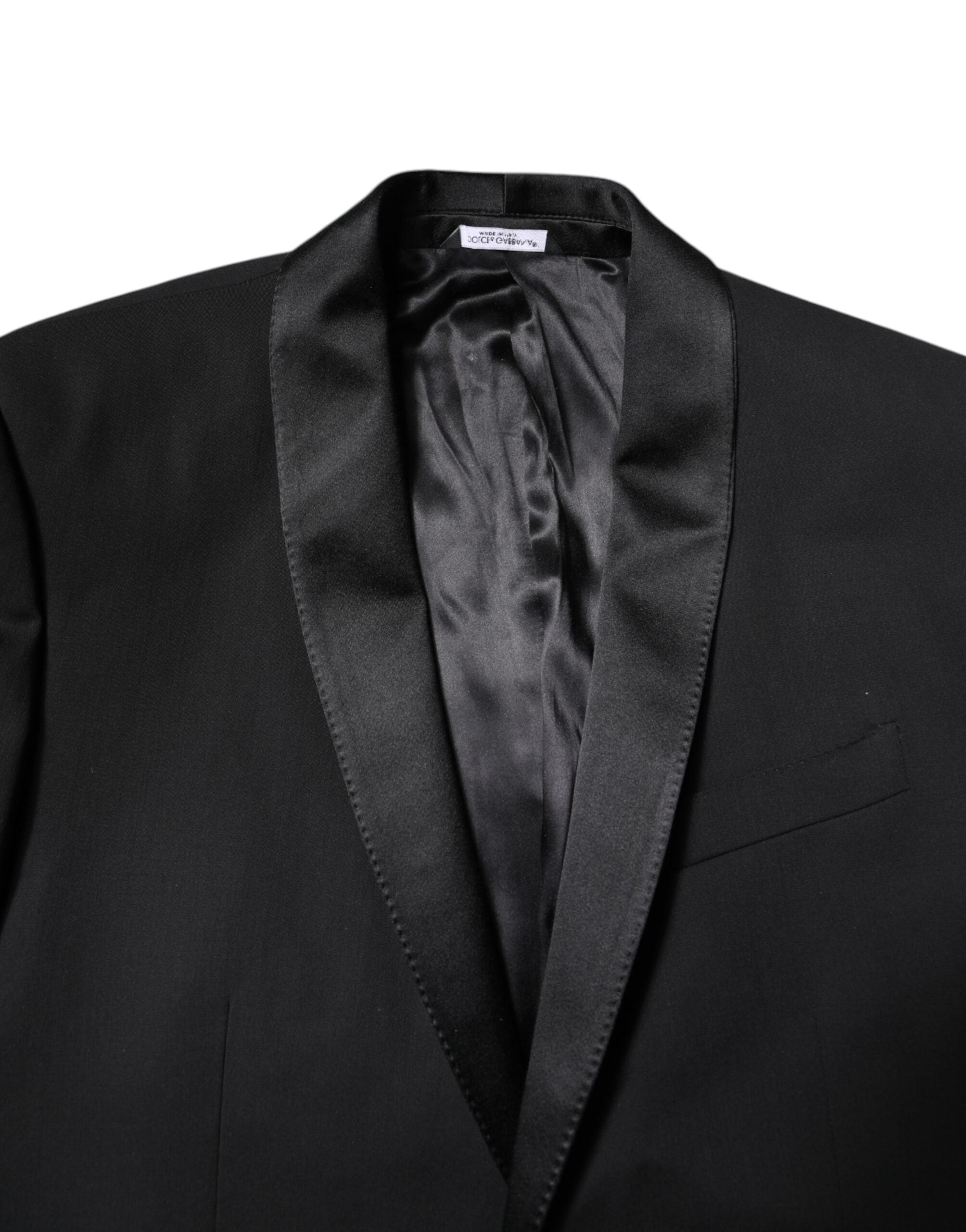 Black Wool Single Breasted 2 Piece Suit - ventzia