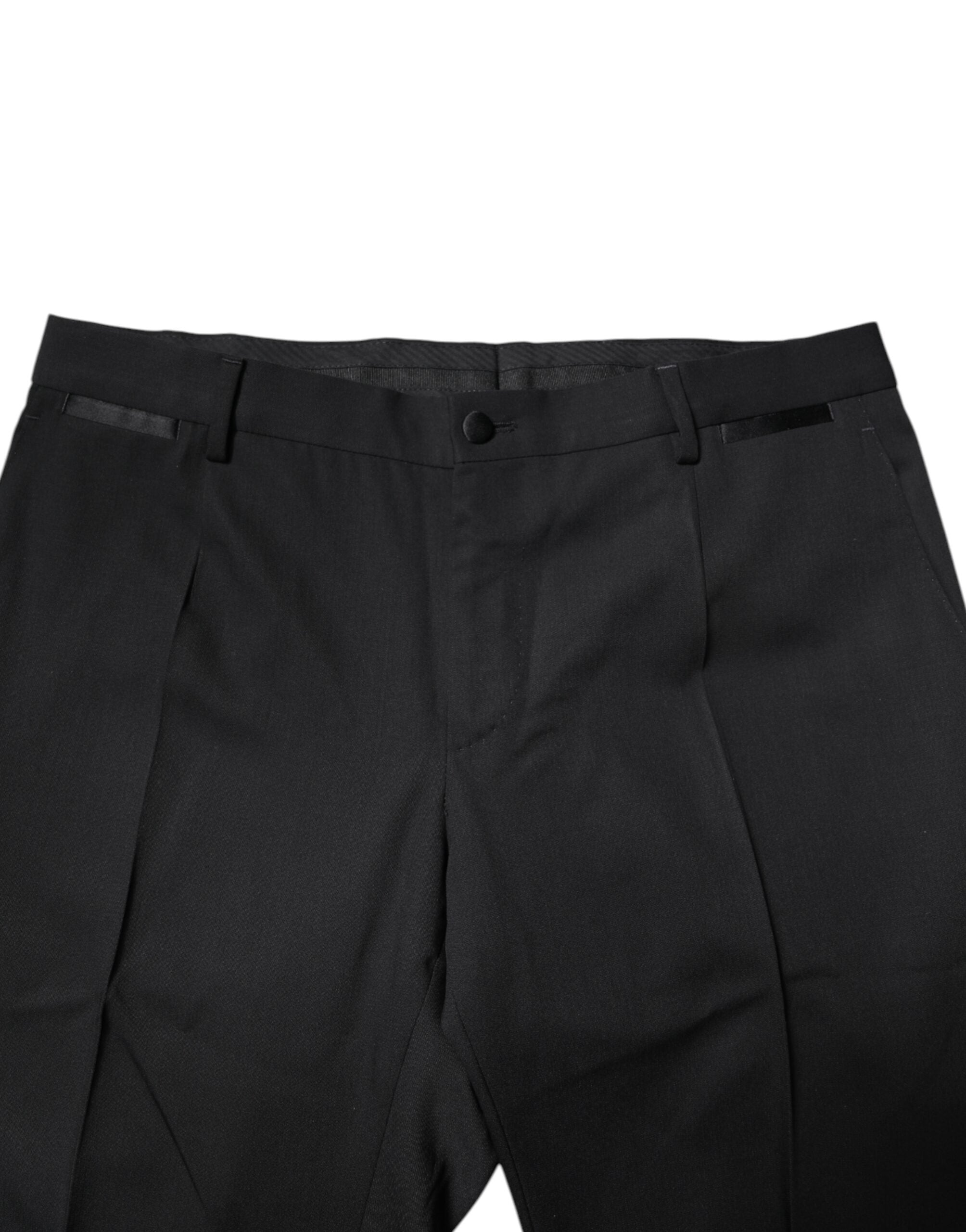 Black Wool Single Breasted 2 Piece Suit - ventzia