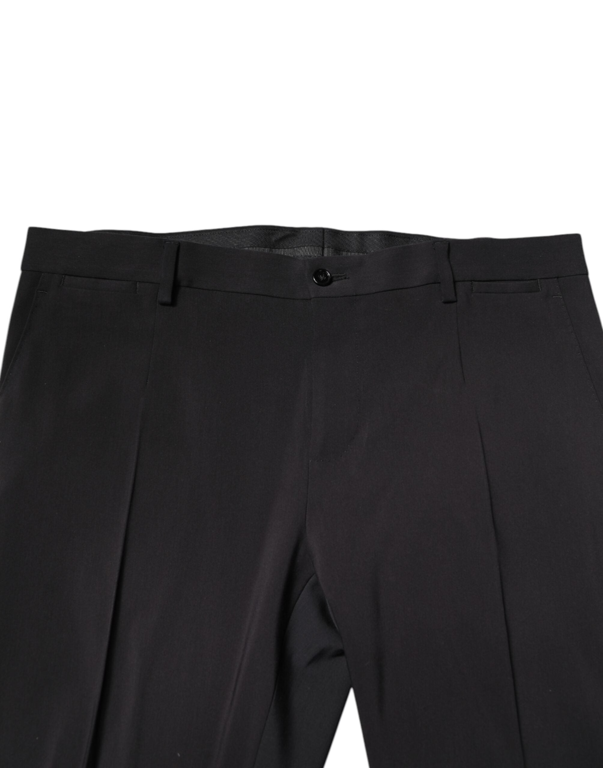 Black Wool Single Breasted 2 Piece Suit - ventzia