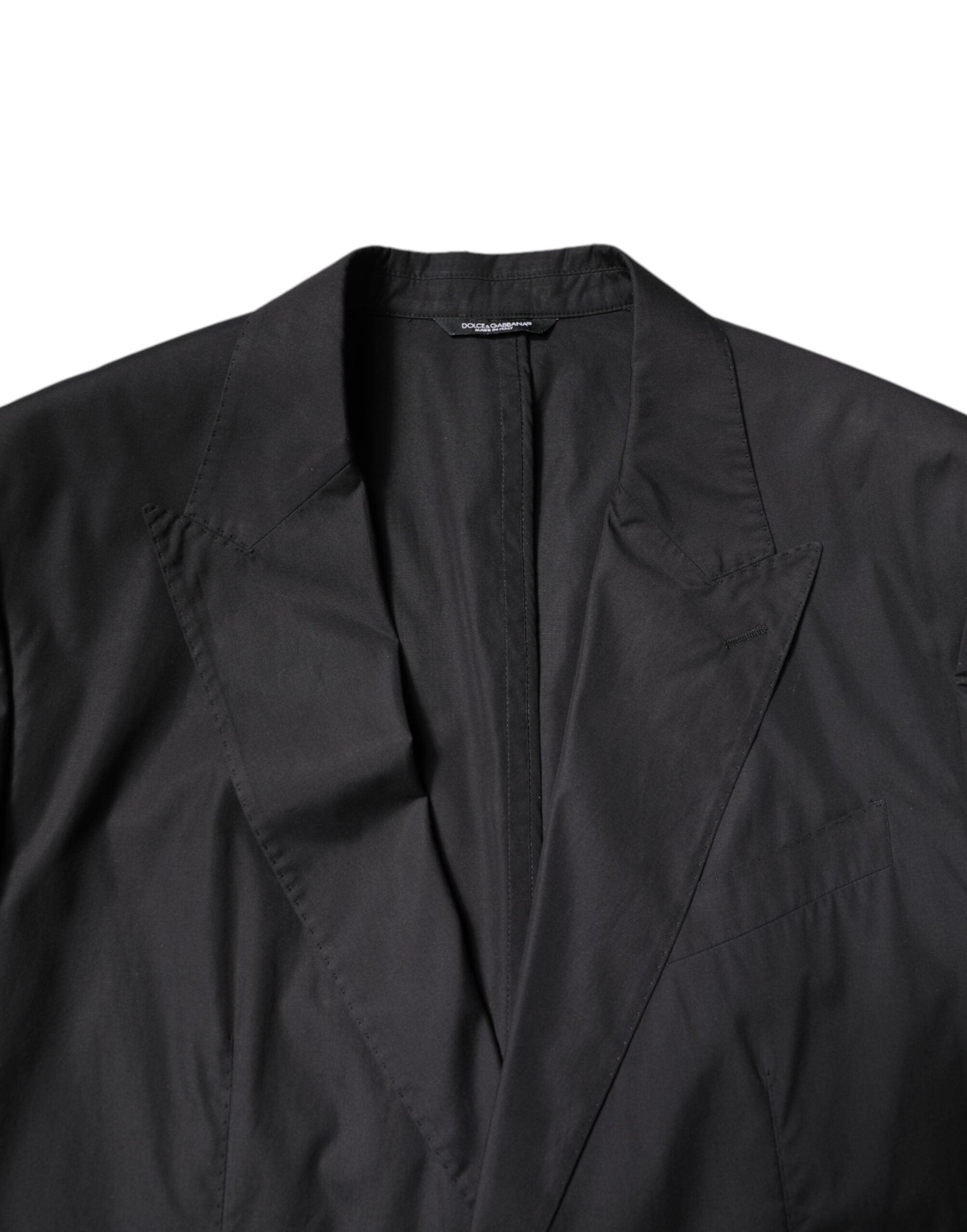 Black Cotton Single Breasted 2 Piece Suit - ventzia