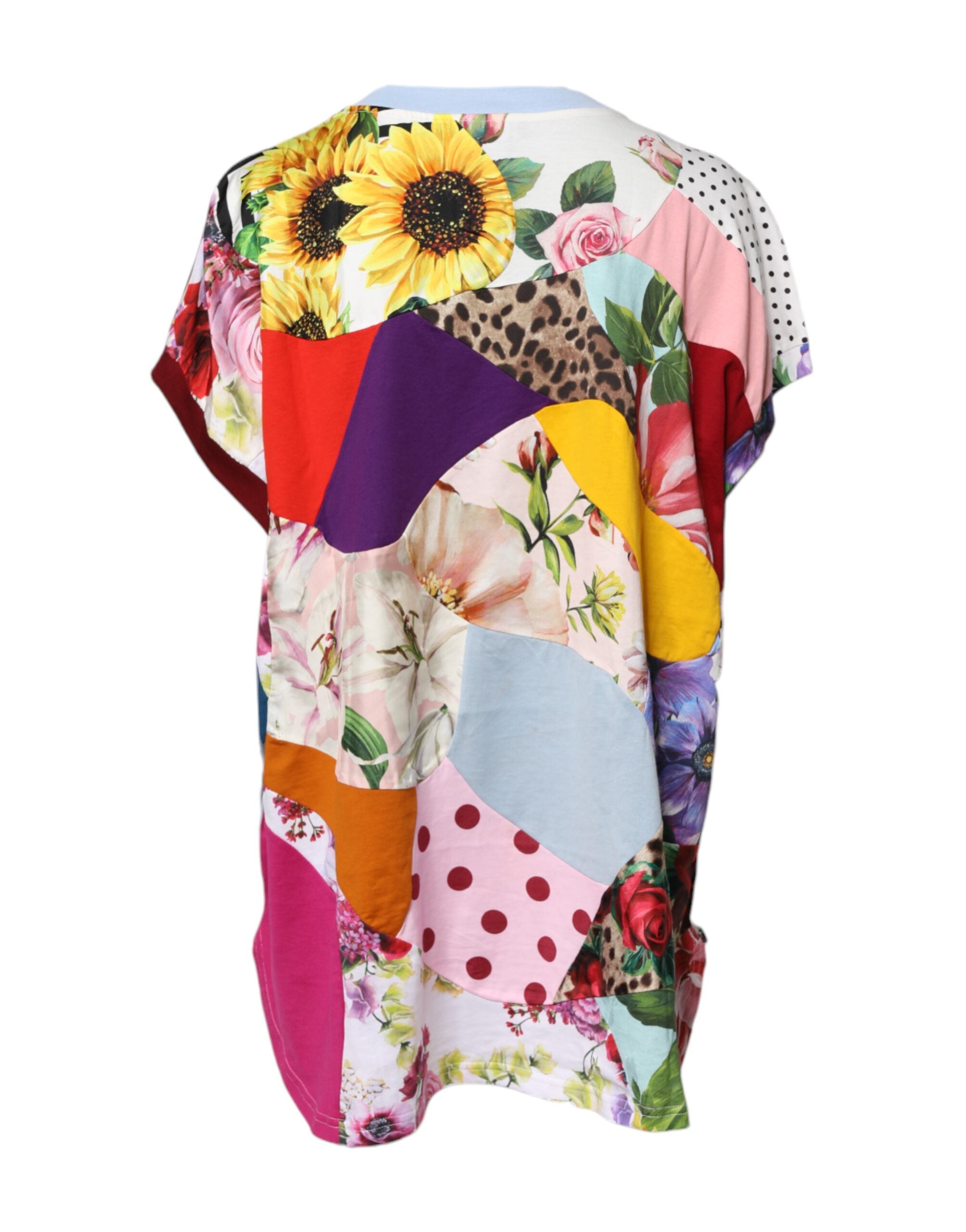Multicolor Patchwork Short Sleeve Blouse Top - ventzia
