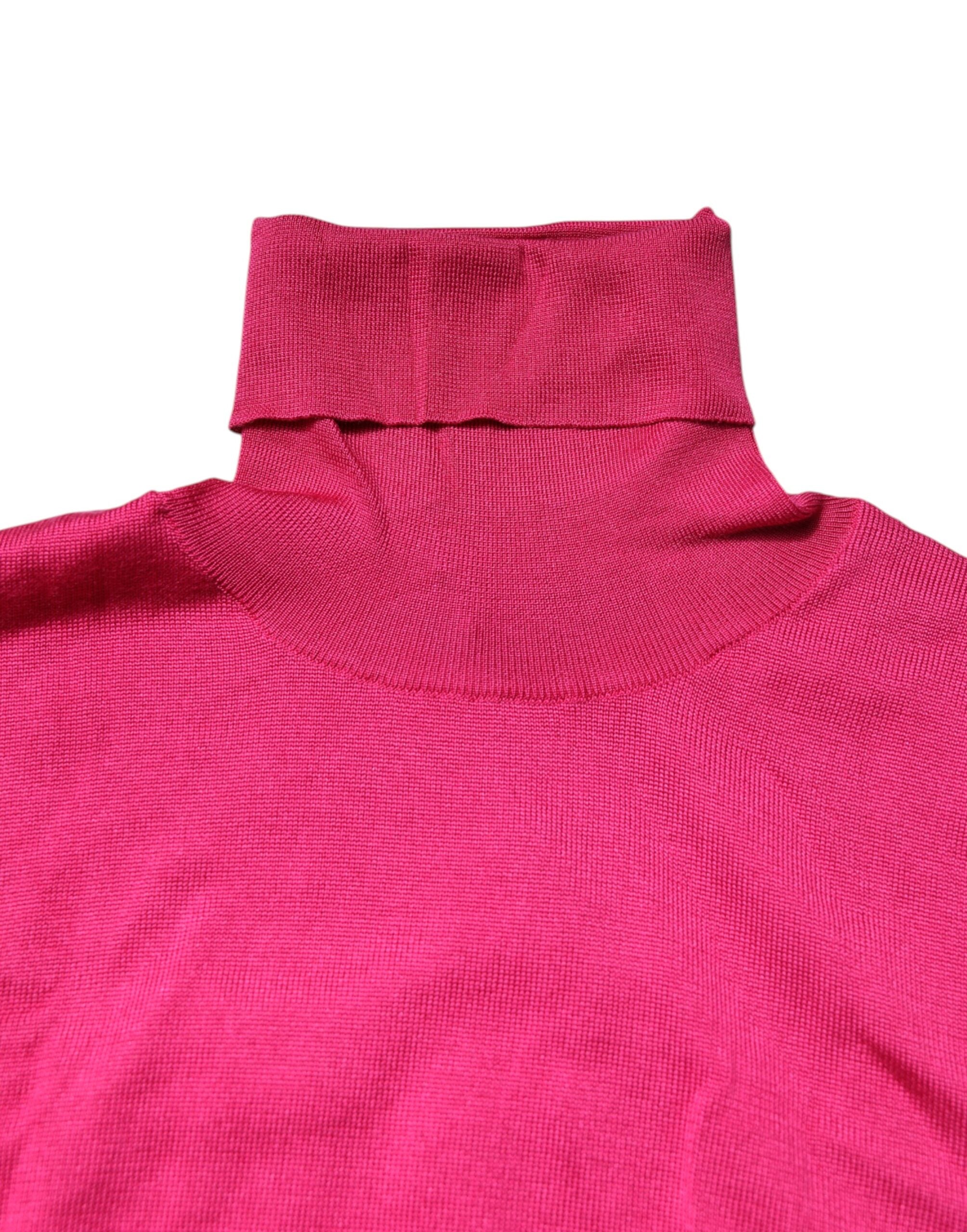 Pink Silk Knitted Turtleneck Cropped Top - ventzia