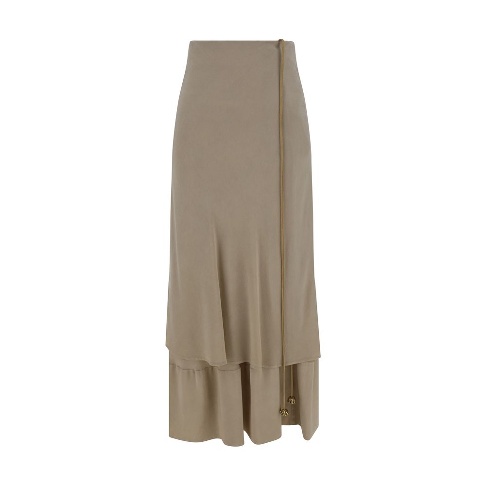 Beige Silk Long Skirt - ventzia