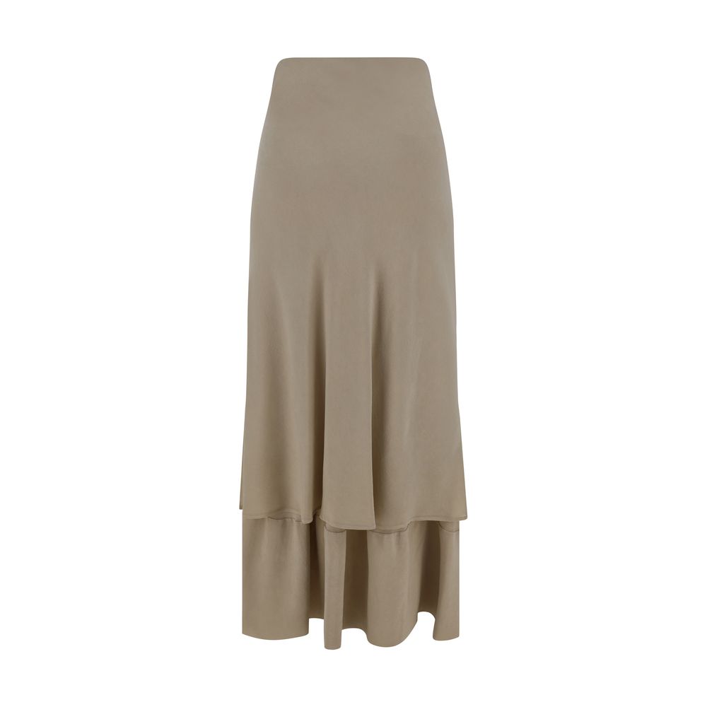 Beige Silk Long Skirt - ventzia