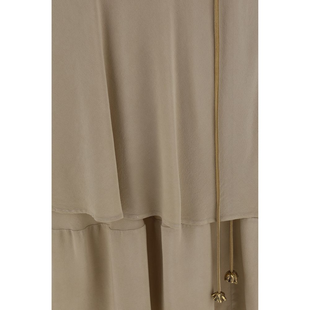 Beige Silk Long Skirt - ventzia
