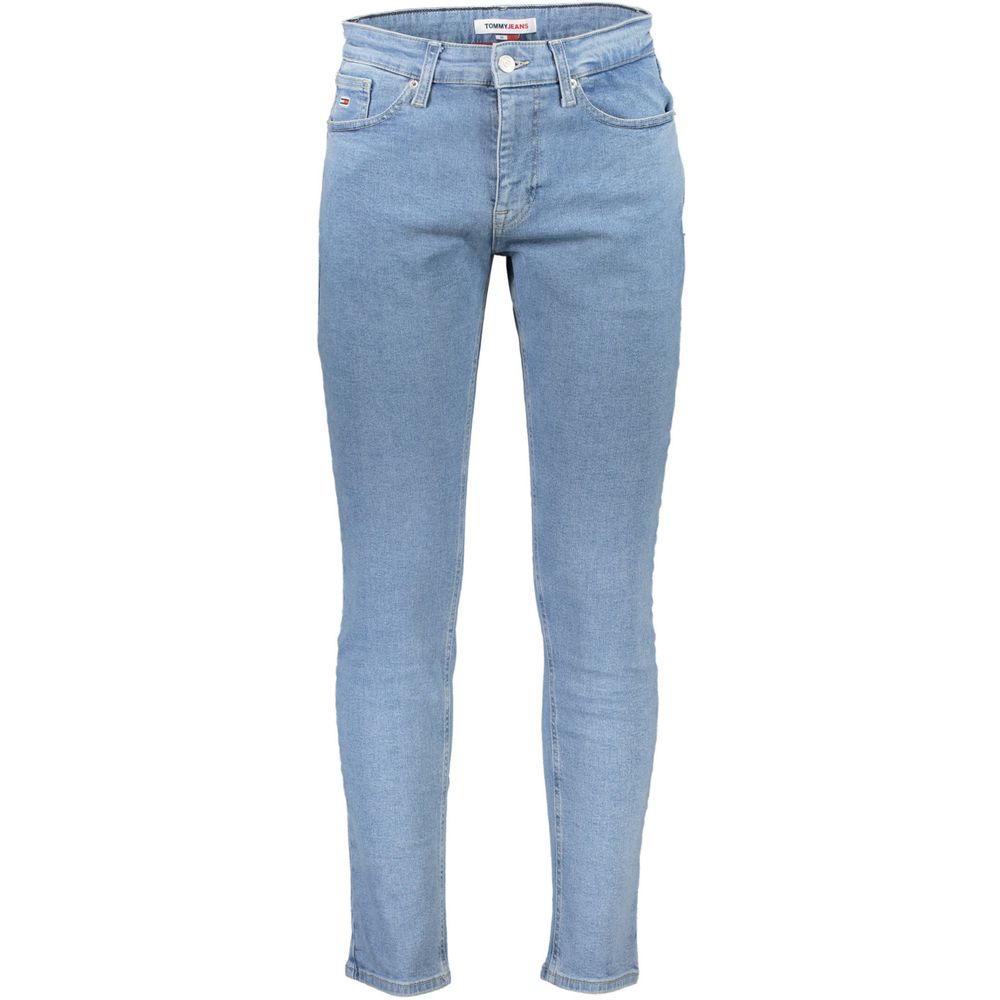 Light Blue Cotton Men Slim Tapered Jean - ventzia