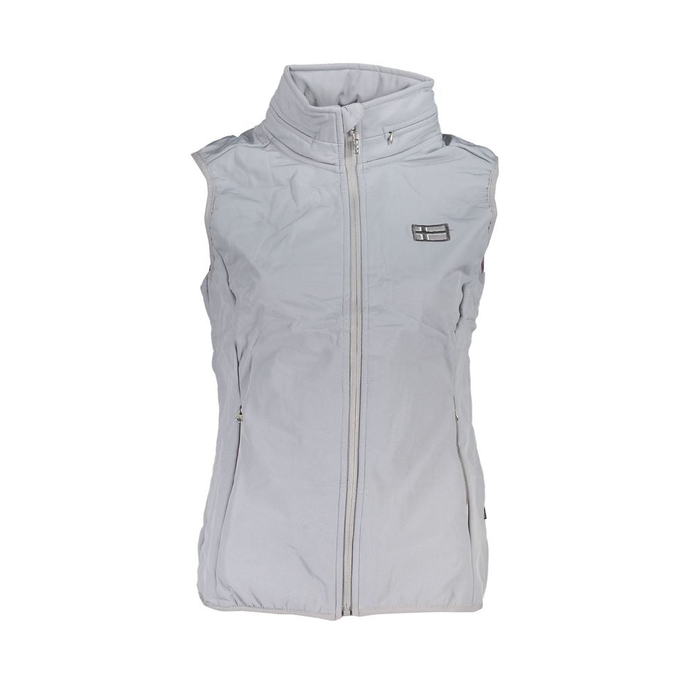 Gray Polyester Sleveless Jacket