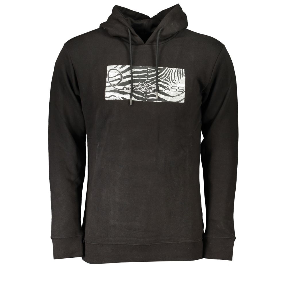 Black Cotton Men's Hooded Sweatshirt - ventzia