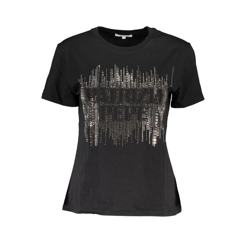 Black Cotton Women T-Shirt - ventzia