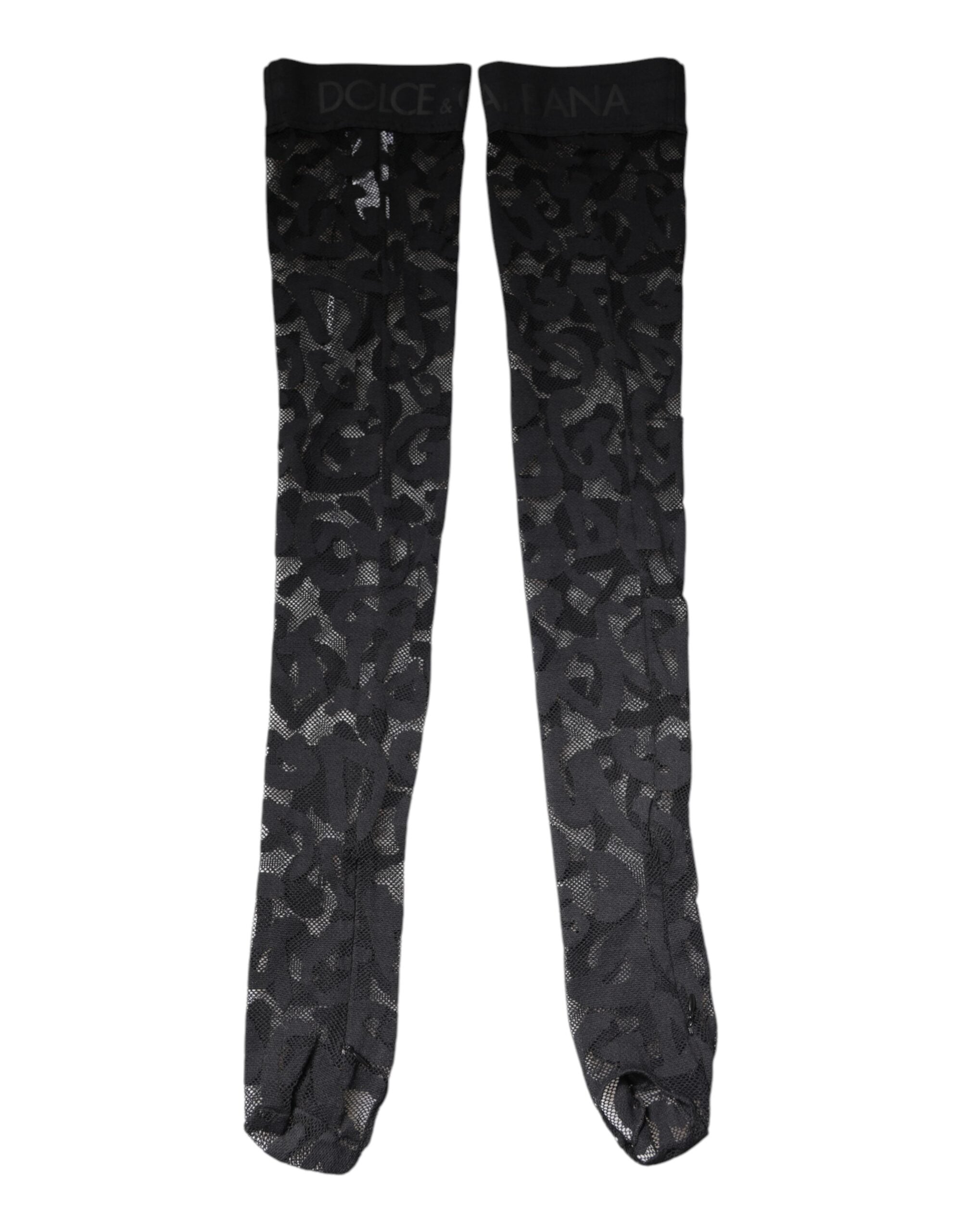 Black Floral Lace Cotton Stretch Stockings Socks - ventzia