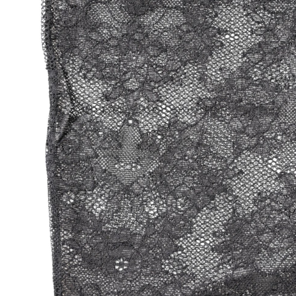 Black Floral Lace Cotton Stretch Stockings Socks - ventzia