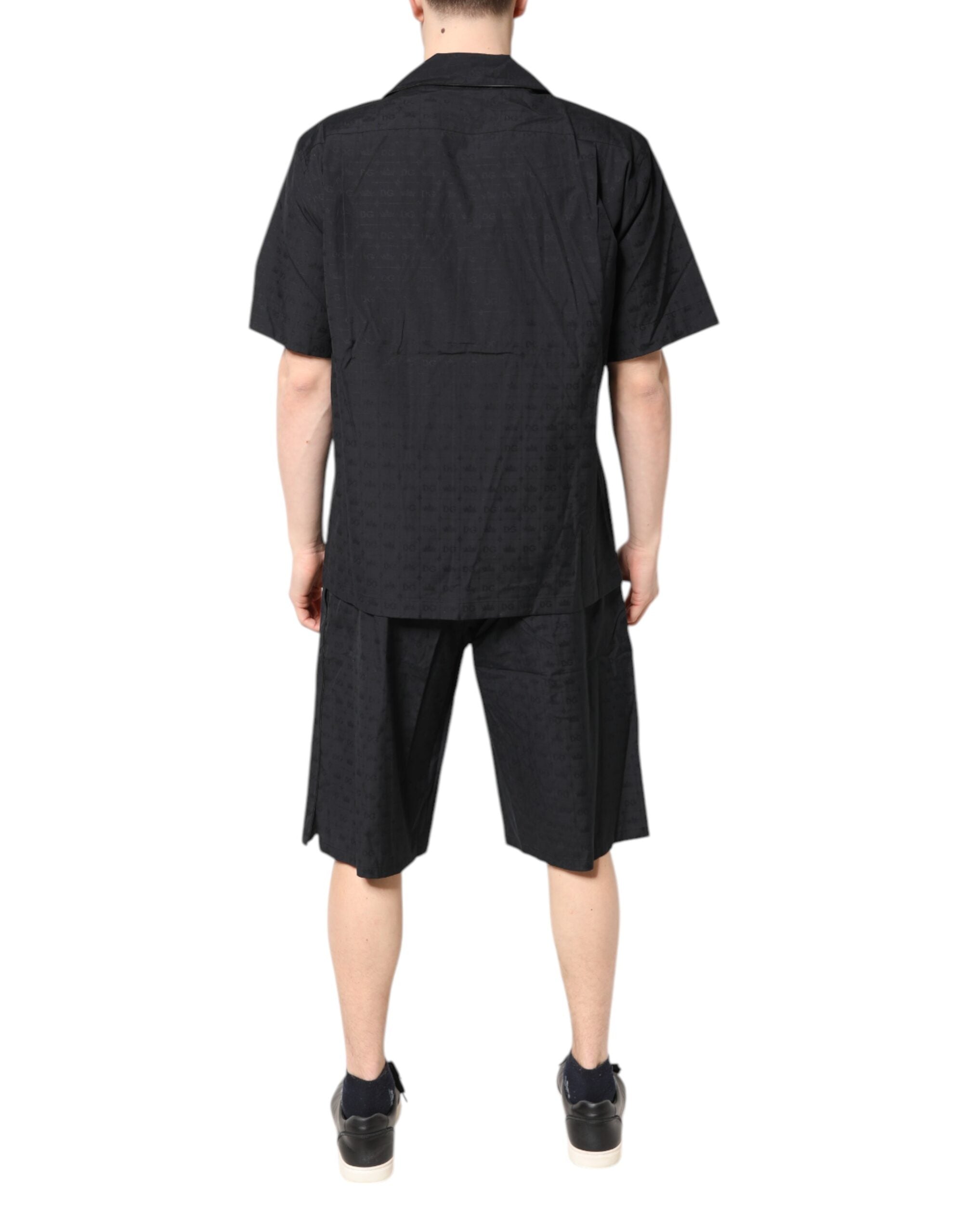 Black Cotton Men Pajama Set Sleepwear - ventzia