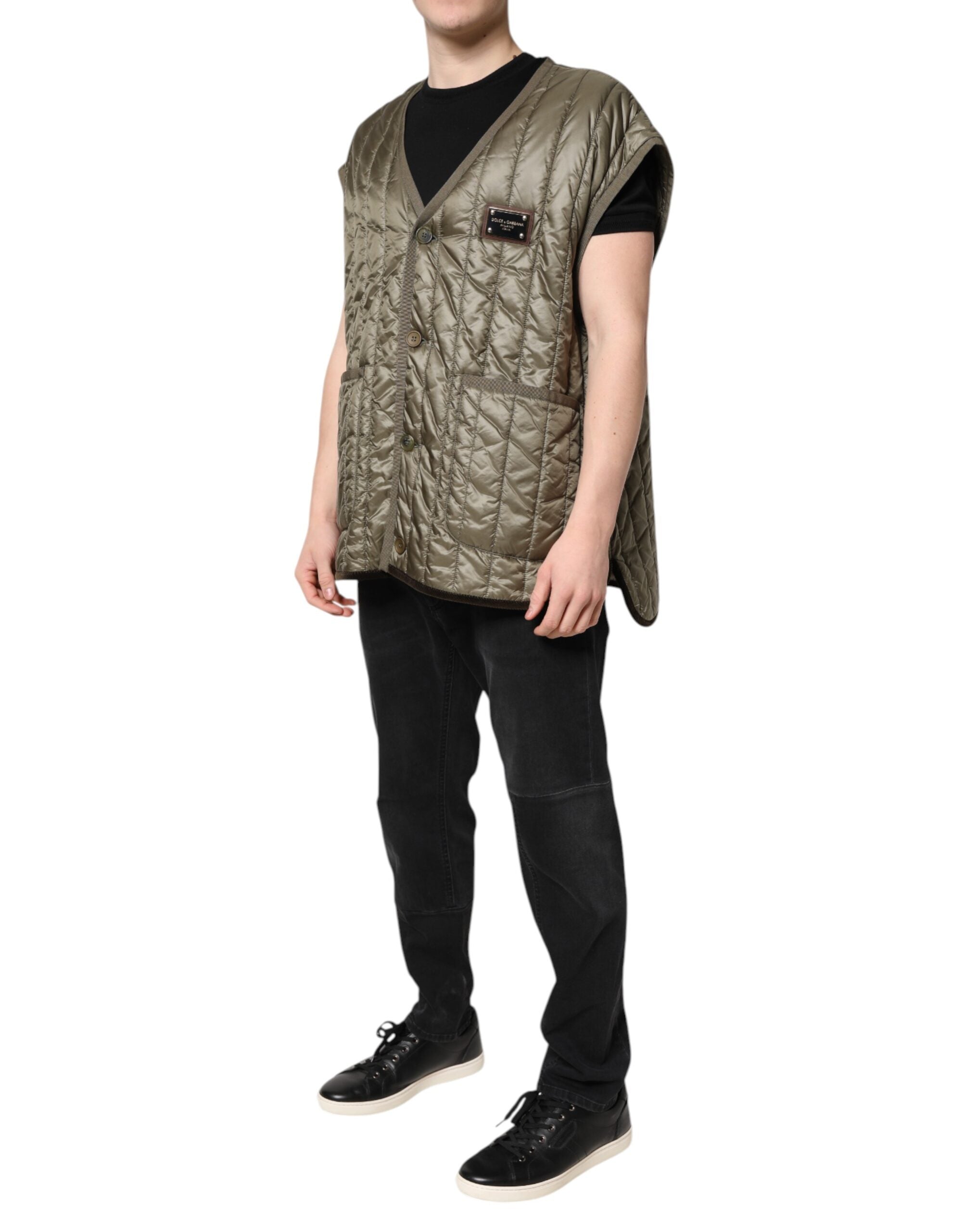 Brown Logo Plaque Quilted Vest Jacket - ventzia
