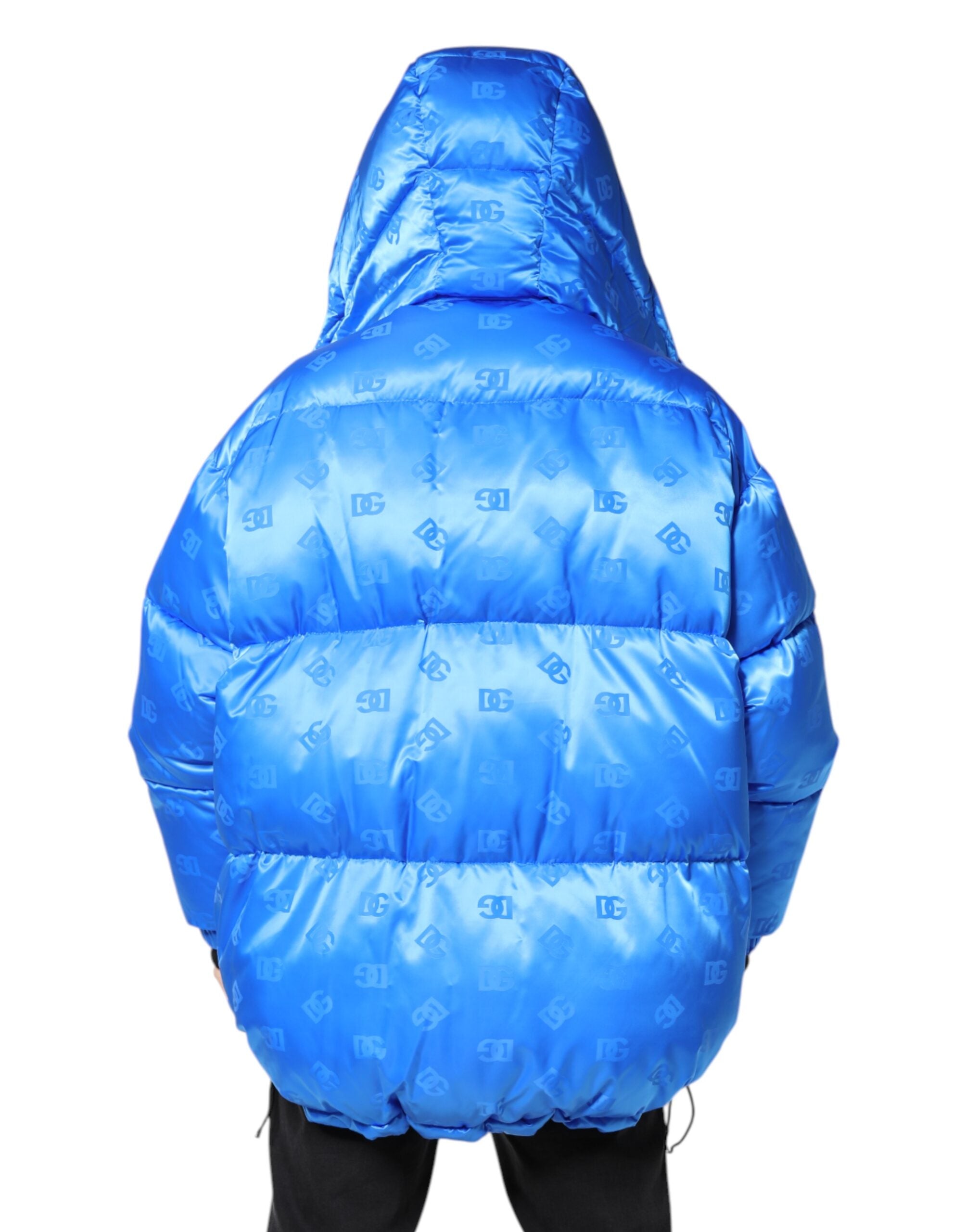 Blue Logo Full Zip Hooded Quilted Jacket - ventzia