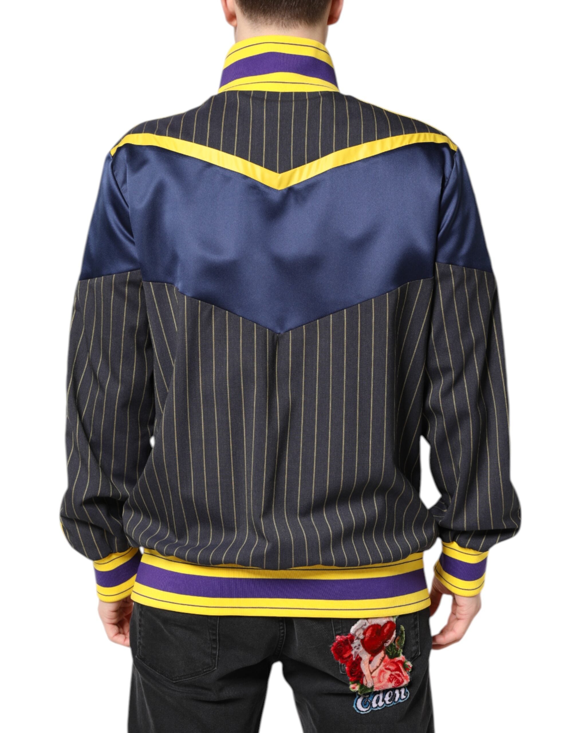 Black Striped Logo Full Zip Bomber Jacket - ventzia
