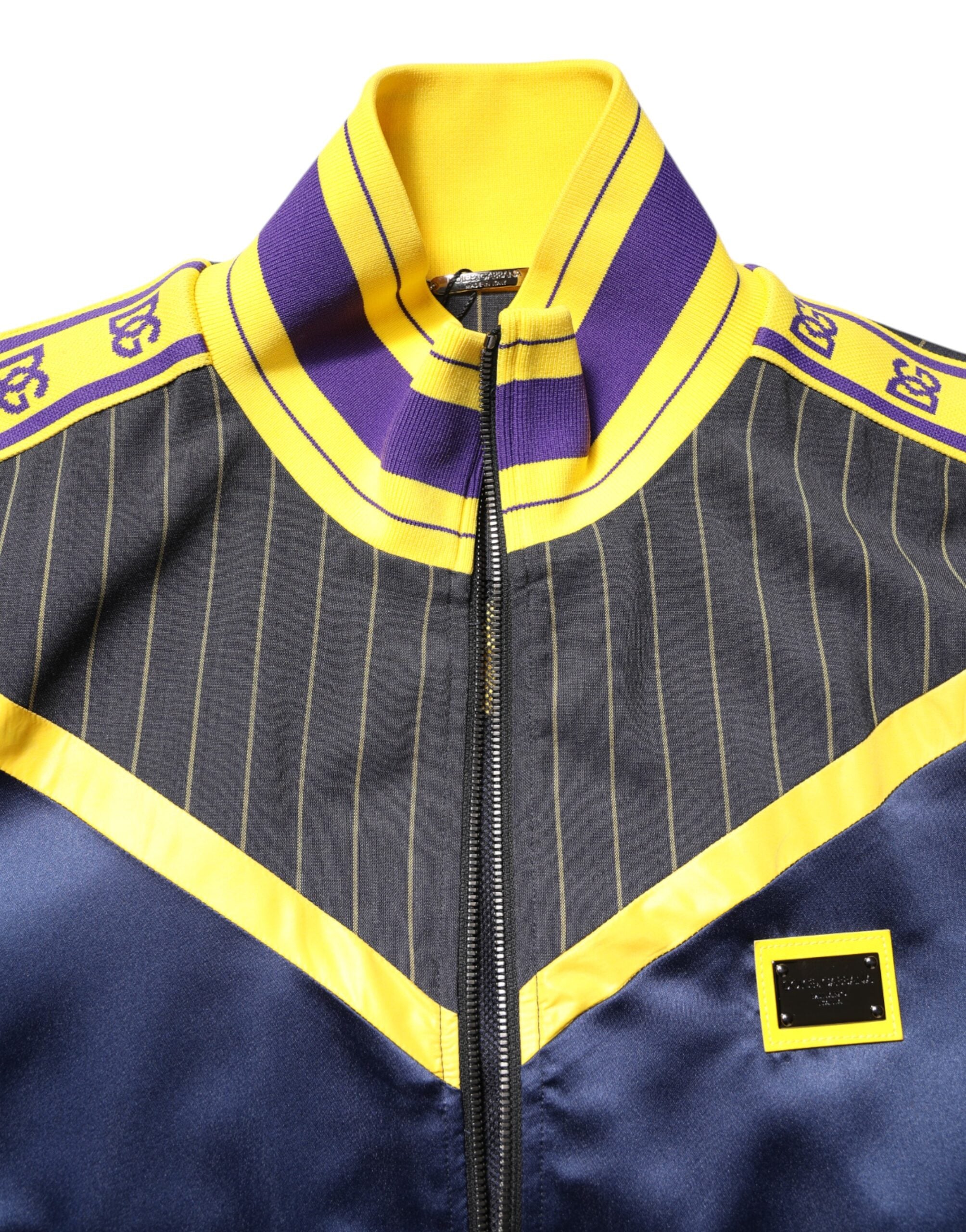 Black Striped Logo Full Zip Bomber Jacket - ventzia