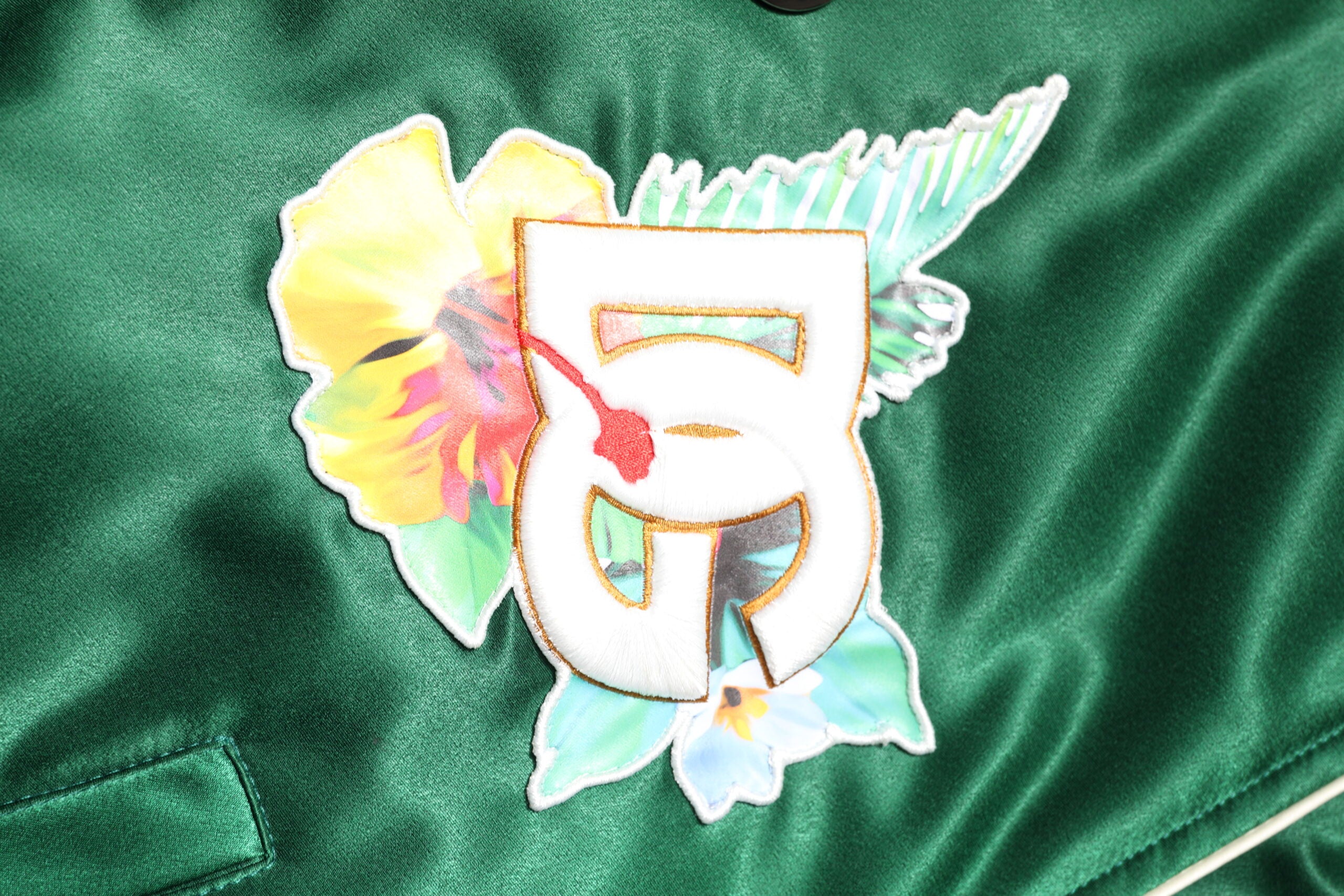 Green Floral DG Logo Full Zip Bomber Jacket - ventzia
