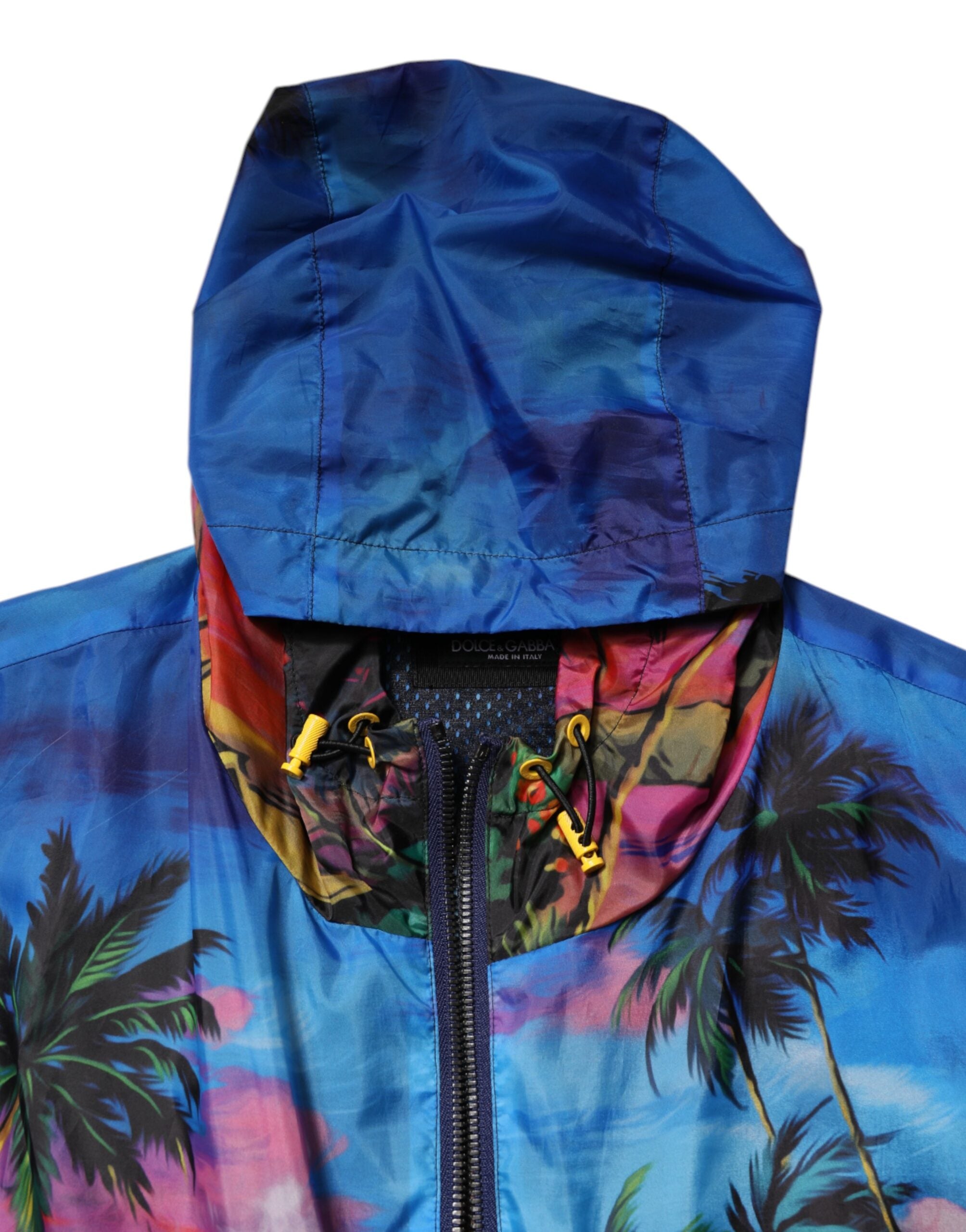 Multicolor Print Hooded Windbreaker Jacket - ventzia