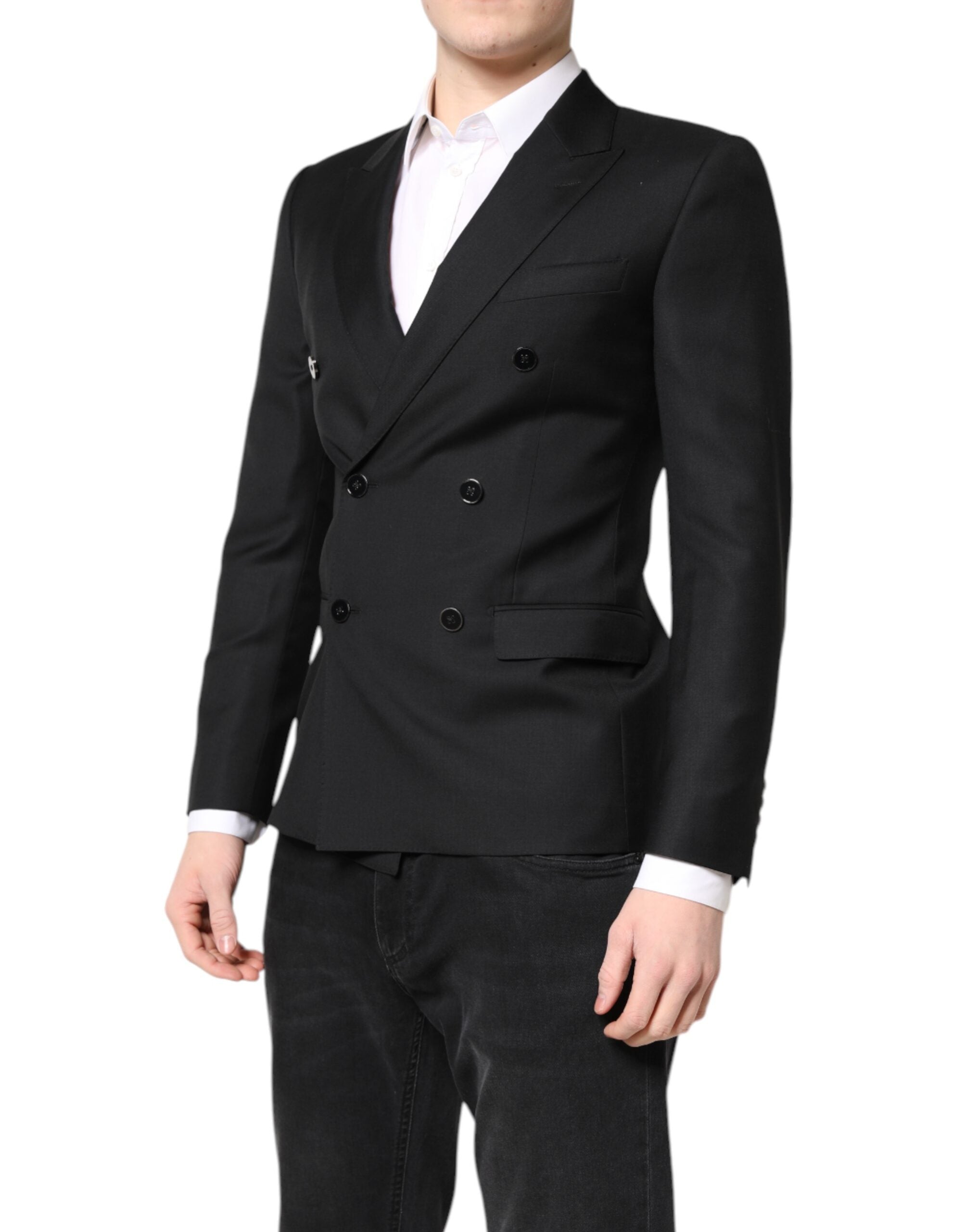 Black MARTINI Double Breasted Coat Blazer - ventzia