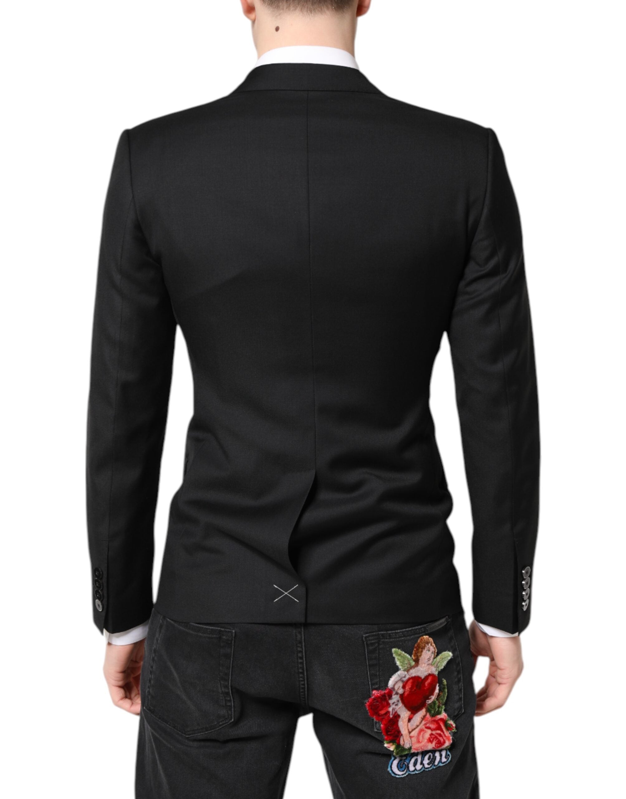 Black MARTINI Double Breasted Coat Blazer - ventzia