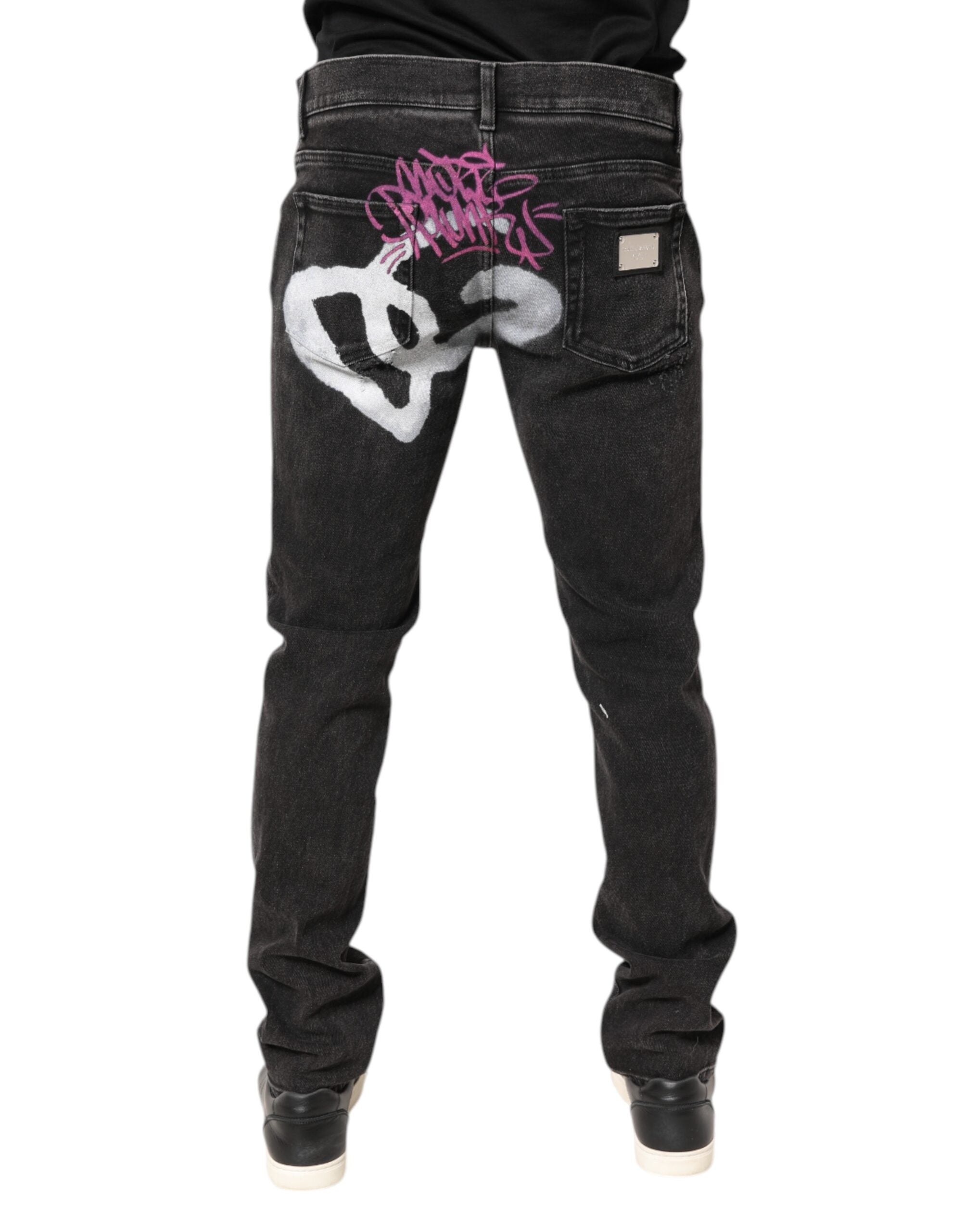 Gray Washed Cotton Skinny Denim Jeans - ventzia