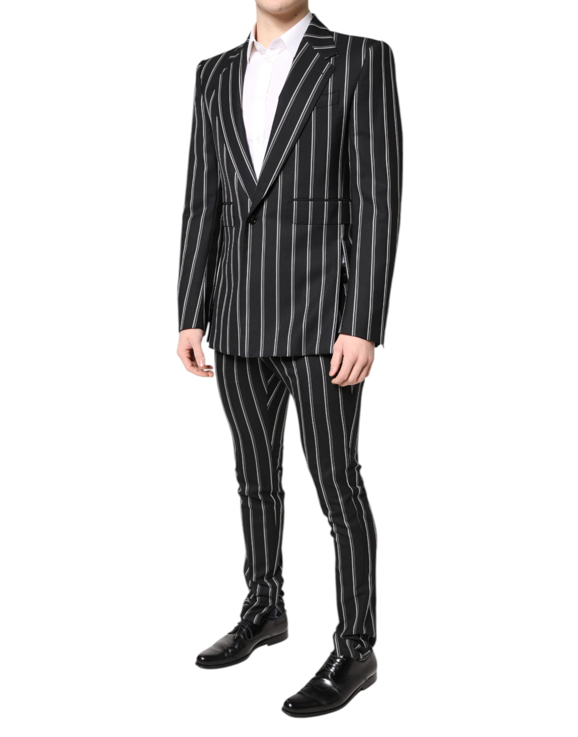 Black Striped SICILIA Formal 2 Piece Suit - ventzia