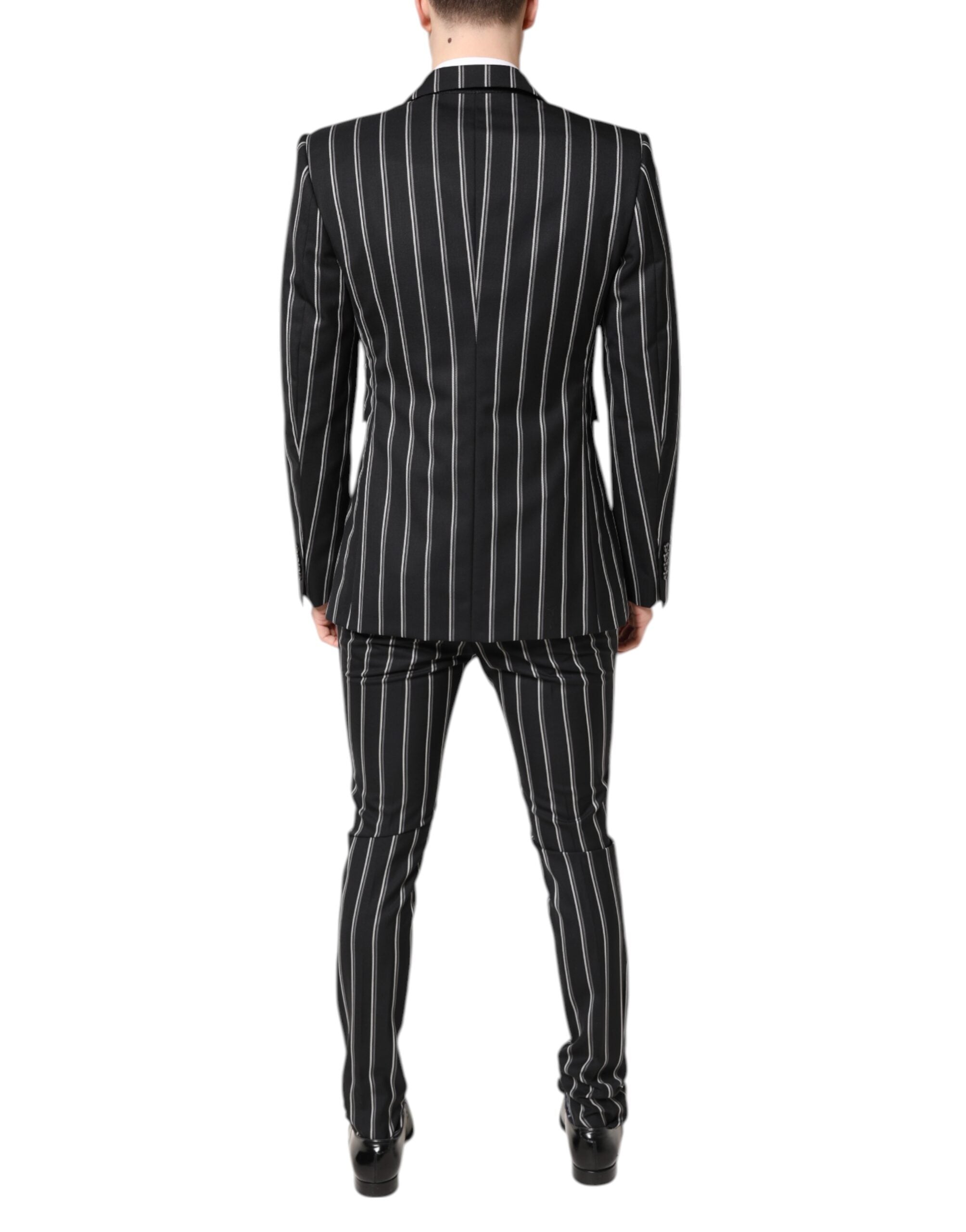 Black Striped SICILIA Formal 2 Piece Suit - ventzia